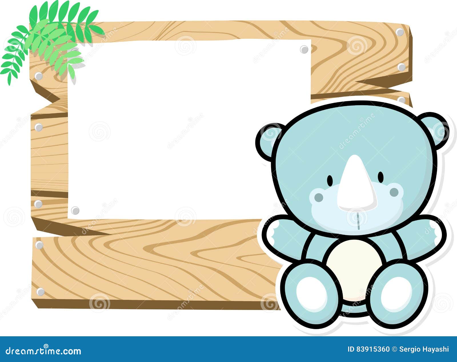 Download Baby rhino on wooden board stock vector. Illustration of ...