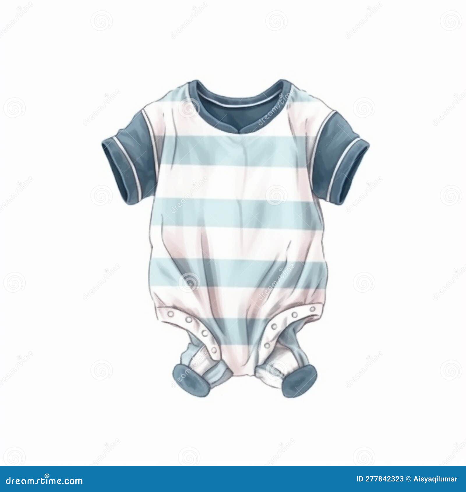 Baby Romper Drawing in Various Fashions Using Watercolor Medium. Stock ...