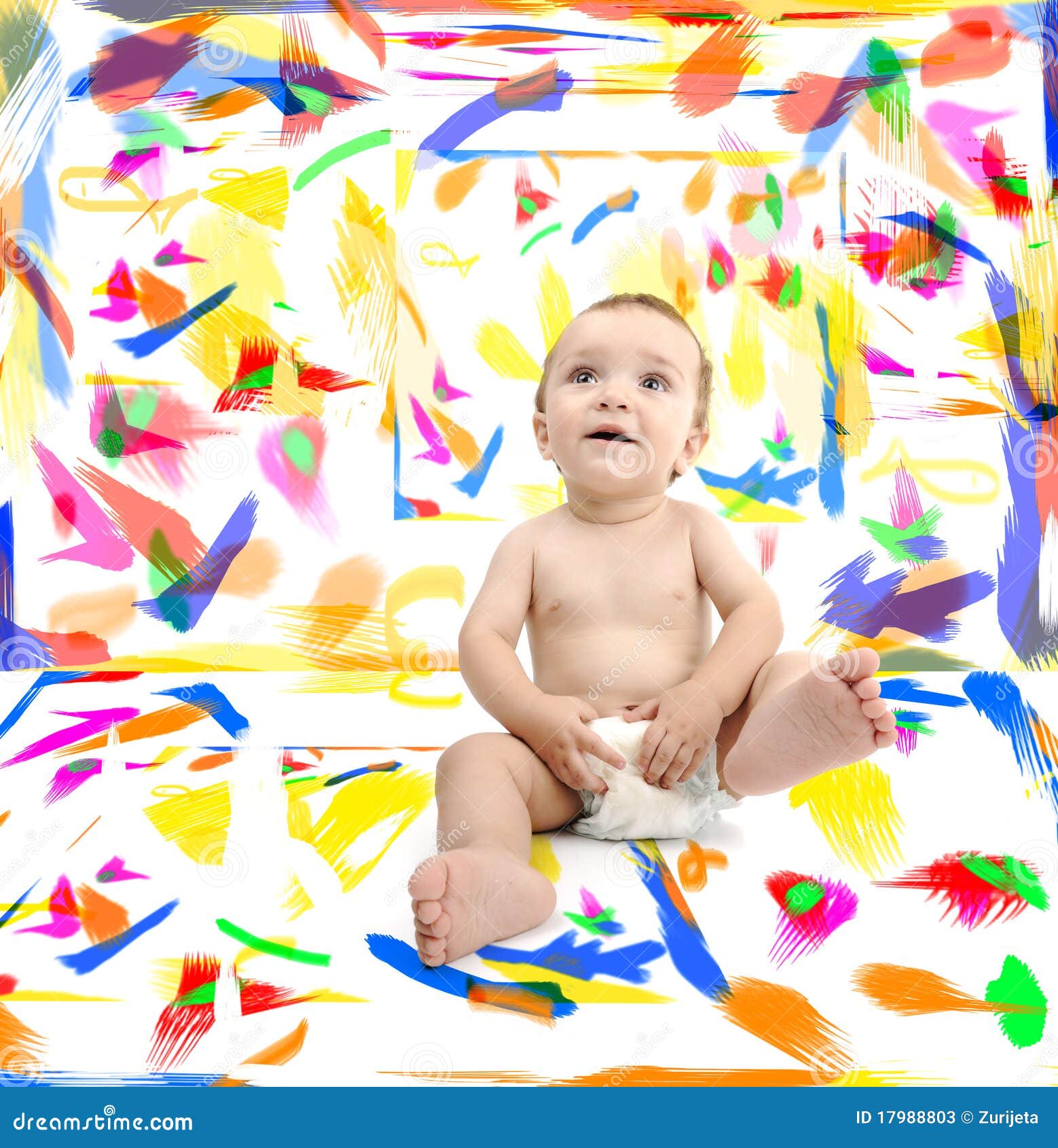 Baby in Room with Colors on Walls Stock Image - Image of draw, cheerful ...