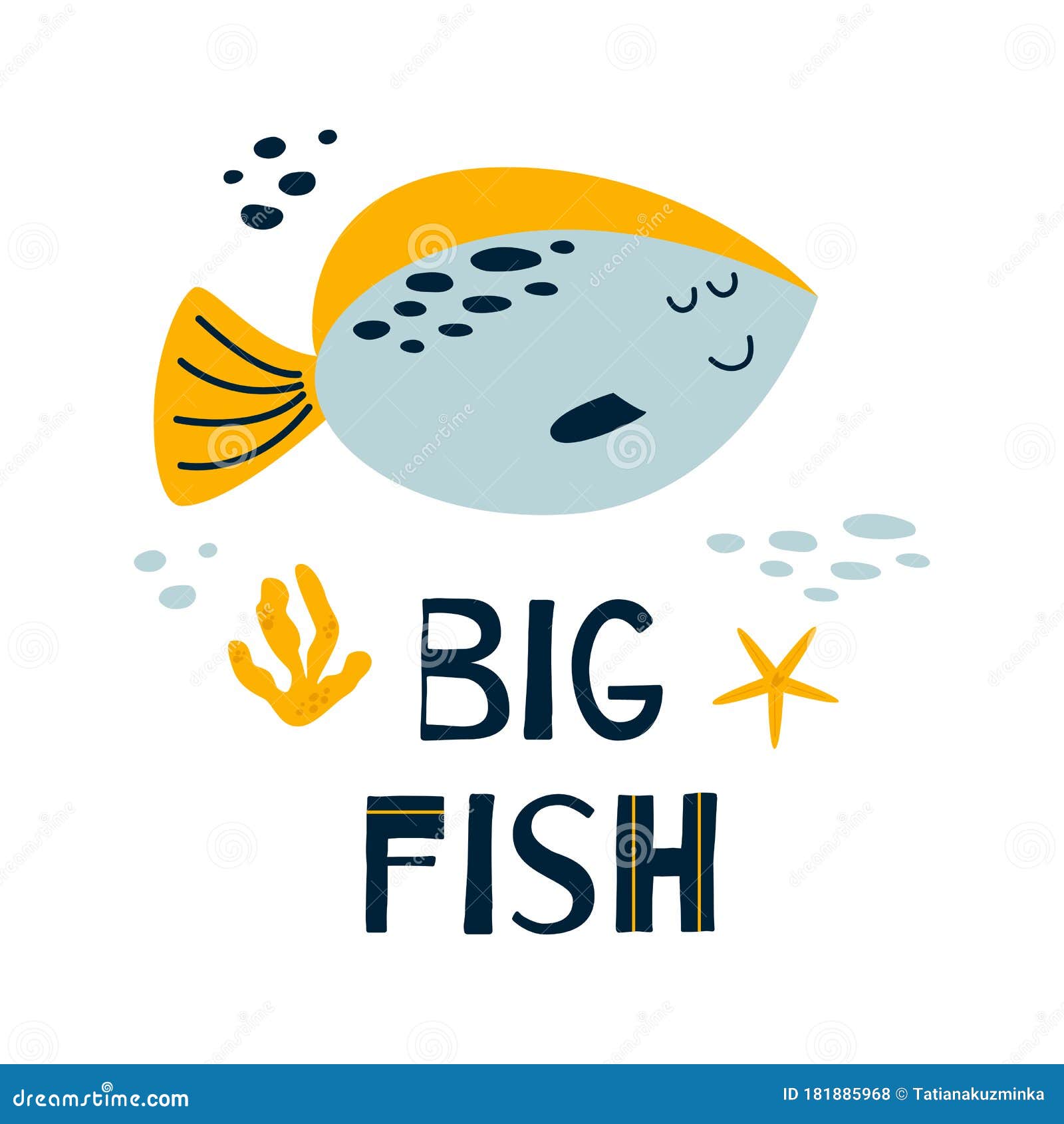 Baby Room Wall Art Cute Poster Children Room with Funny Fish, Sea
