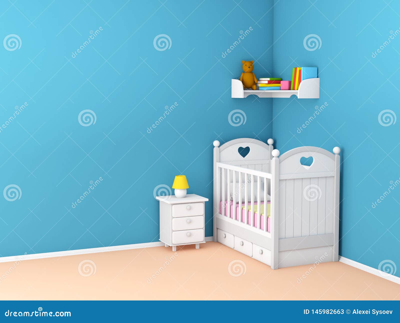 Baby S Bedroom Empty Wall Stock Illustration Illustration Of