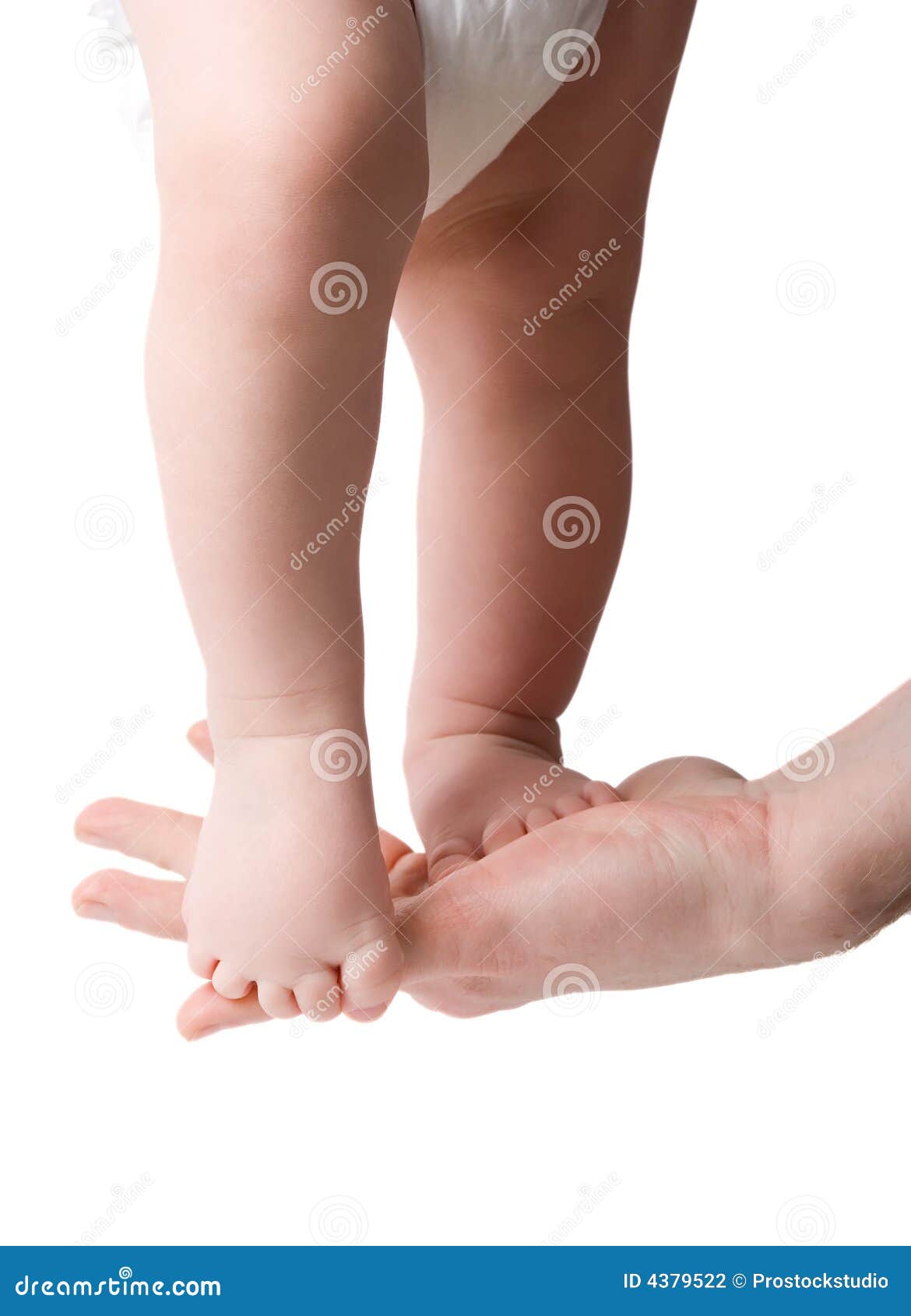 Baby S Legs Standing on the Hand of Parent Stock Photo Image of feet