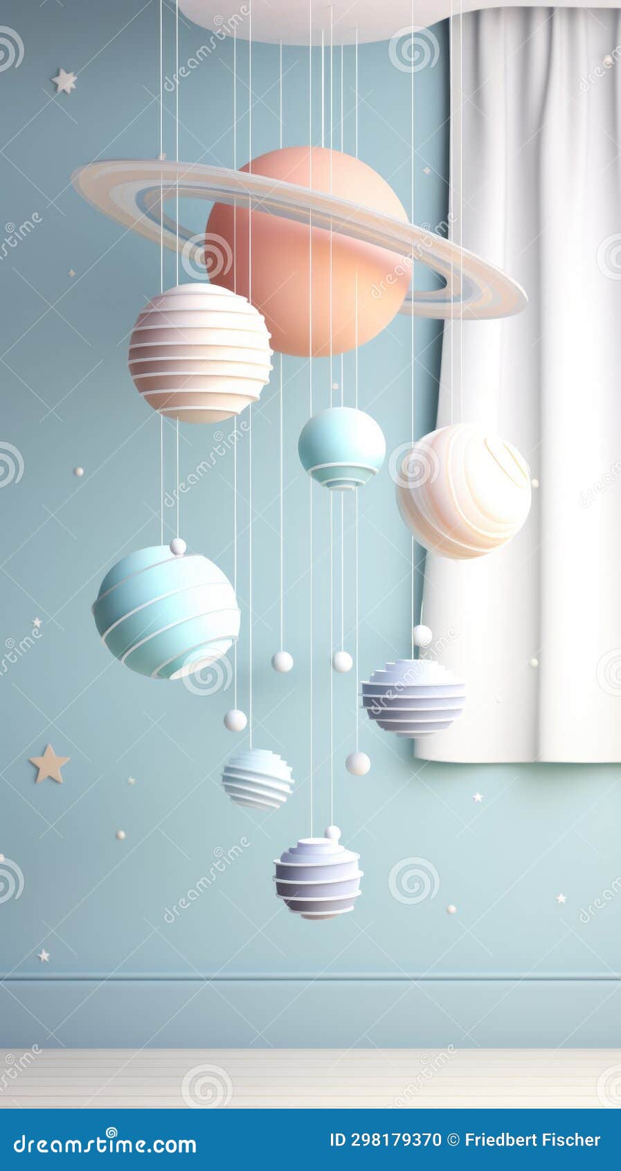 A Baby S Room with Hanging from the Ceiling, Imaginary Mobile for Baby Room. Stock