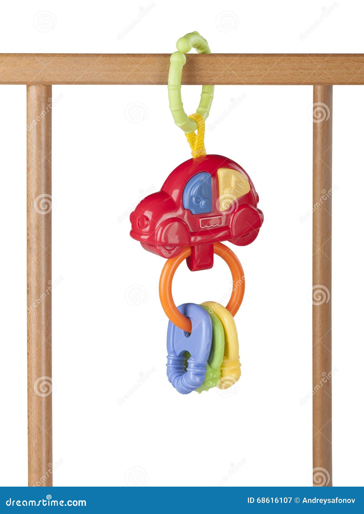 Baby S Toy Hanging on a Cot Isolated on White Background Stock