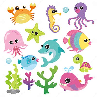 Baby Sea Creatures stock vector. Illustration of drawing - 27269317