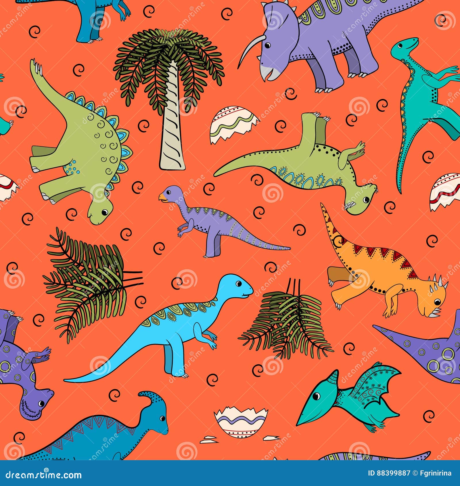 Baby Seamless Background With Dinosaurs Stock Vector Illustration of