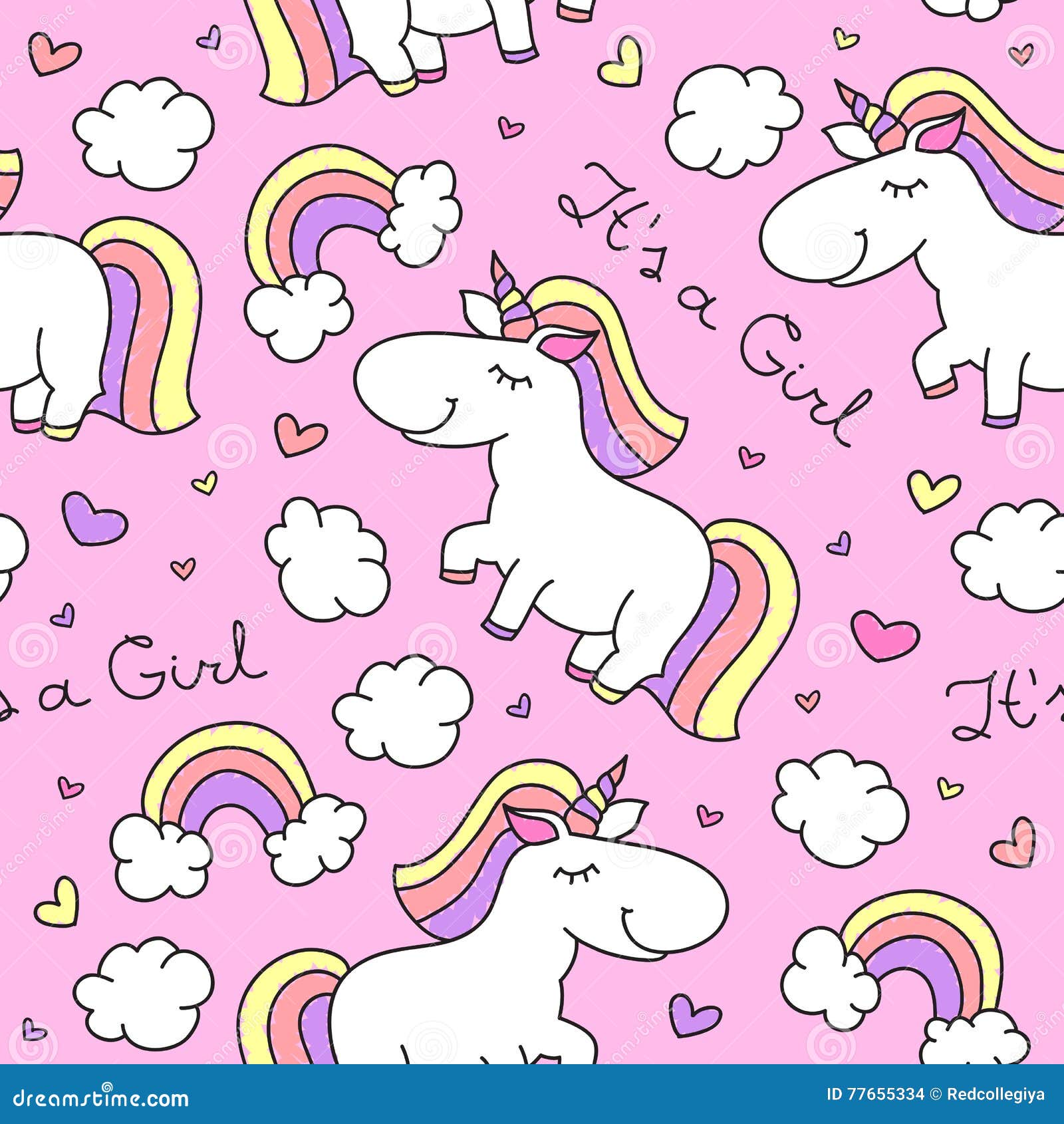 Baby Seamless Pattern with Unicorns Stock Vector - Illustration of baby ...
