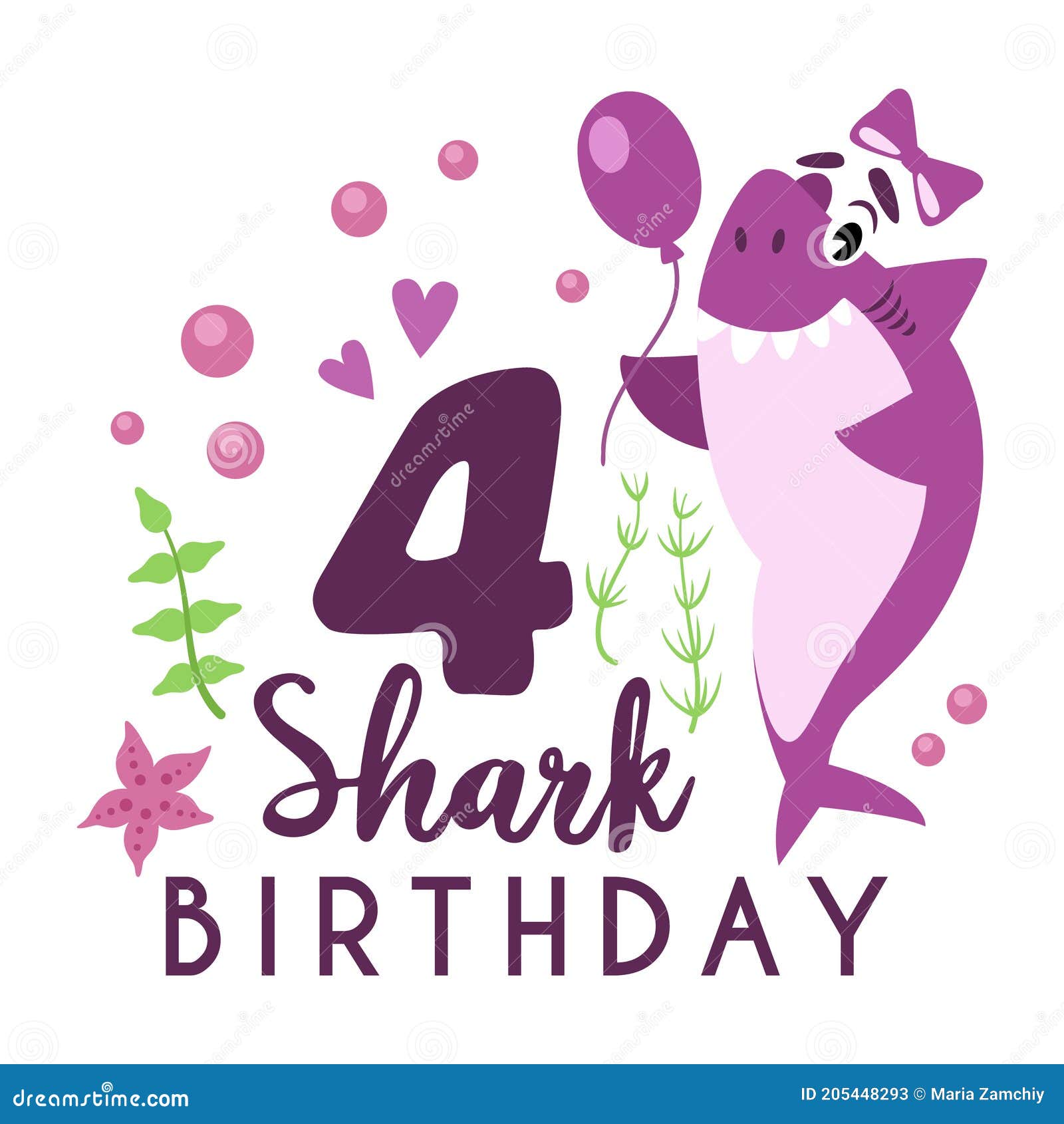 Baby Shark Birthday Party Clipart Stock Vector Illustration Of Animal Isolated