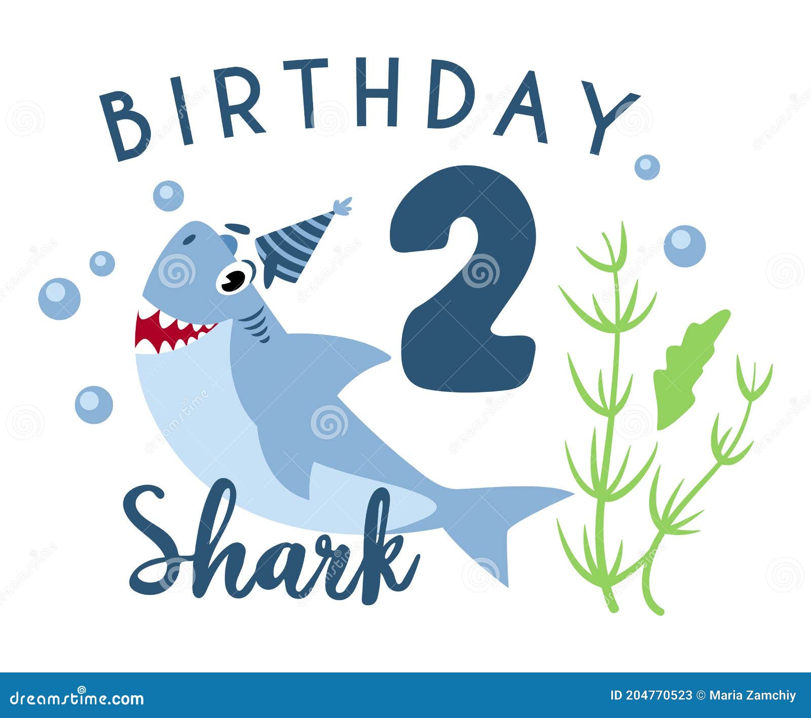 Baby Shark Birthday Party Clipart Stock Vector Illustration Of Holiday Isolated