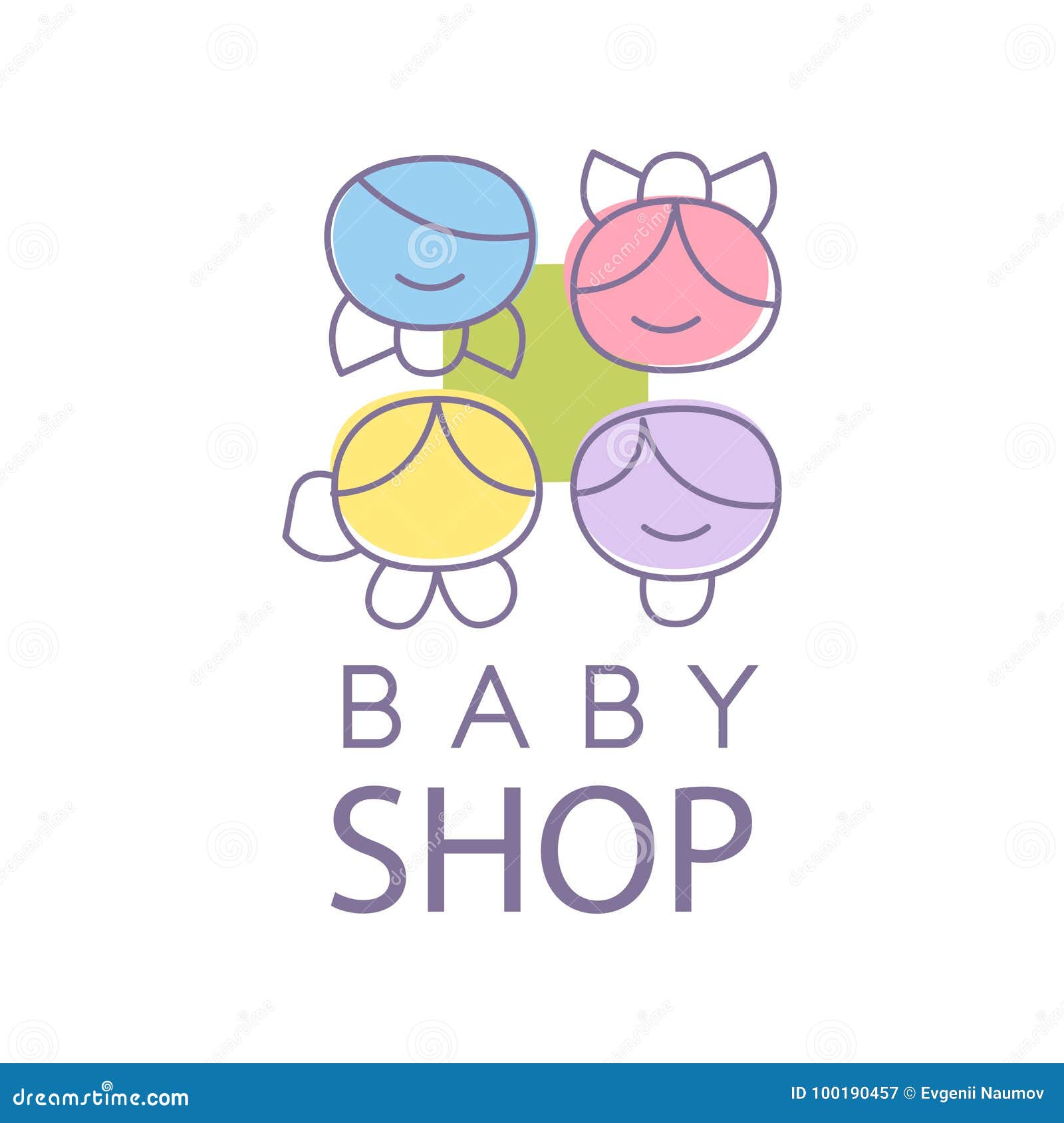Baby Shop Logo Design, Emblem with Kid Faces, Label for Baby Products ...