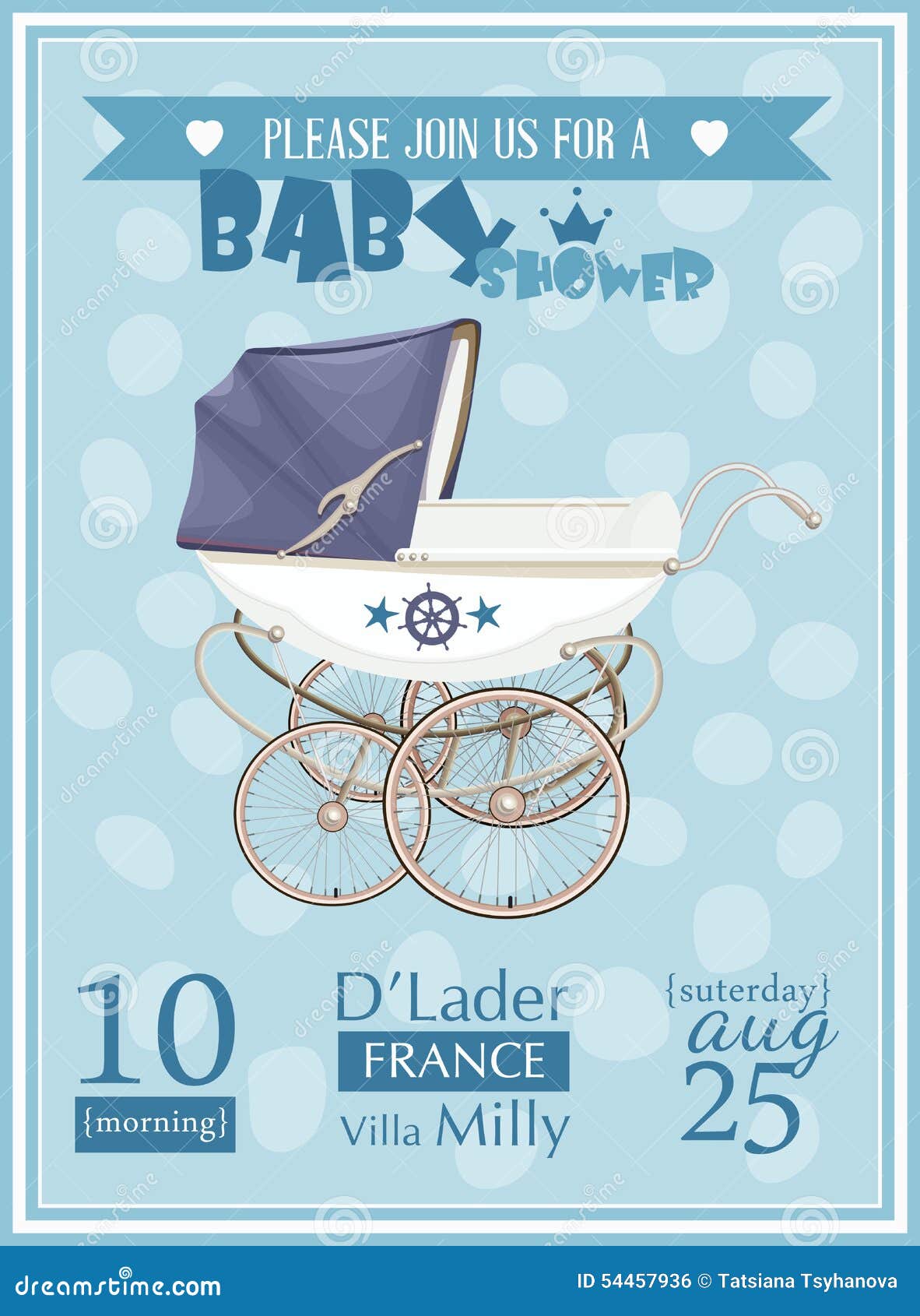 Baby Shower Boy Invitation Template Vector Illustration 