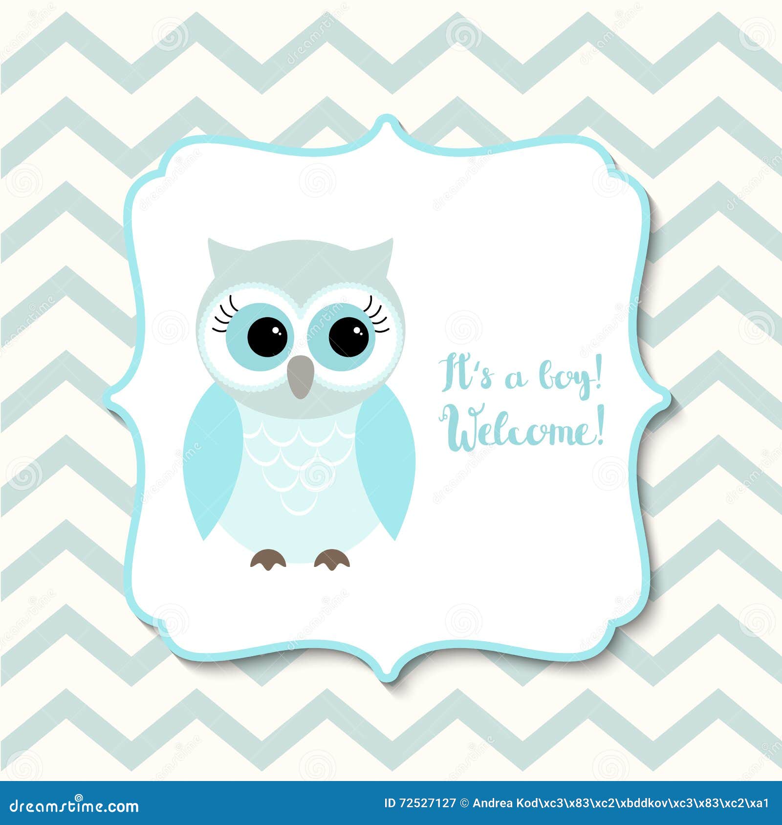 Baby Shower For Boys With Blue Owl Illustration Stock Vector Baby Shower For Boys With Blue Owl Illustration Stock Vector