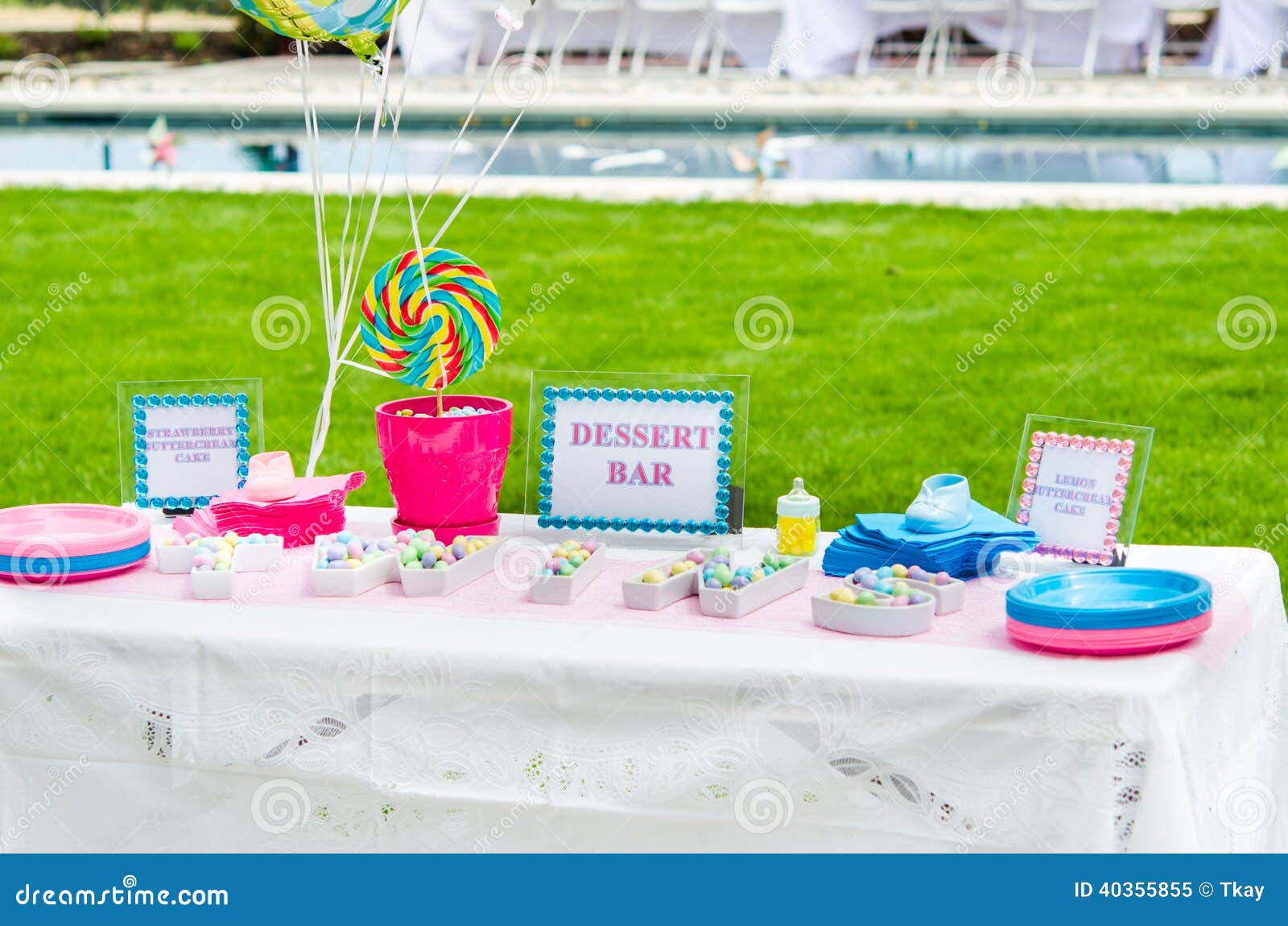 Baby Shower Candy Decorations on Table Stock Image Image of gifts