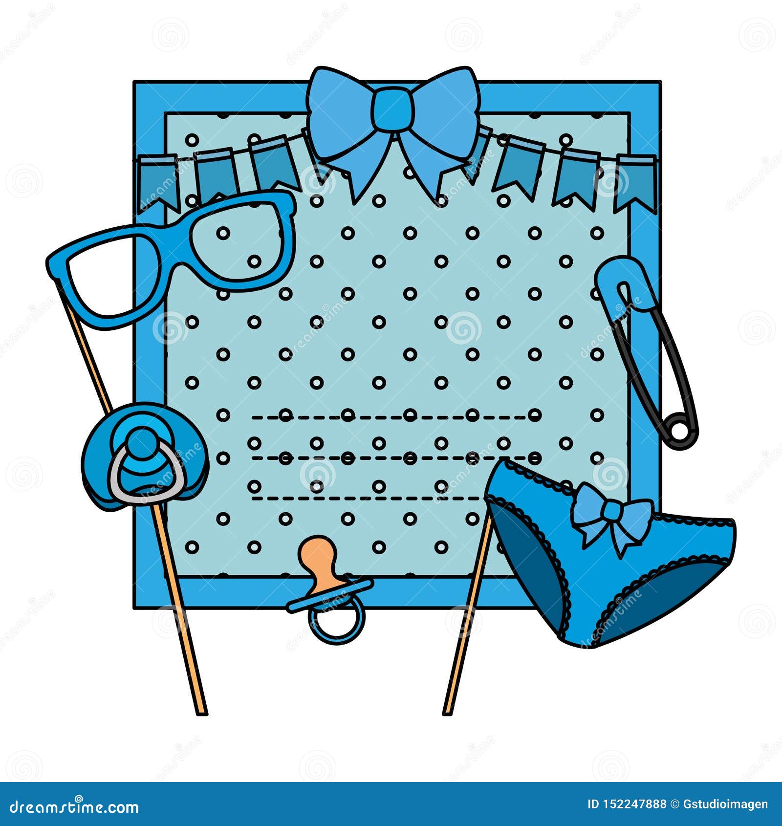 Baby Shower Card with Clothes and Footprint Stock Illustration ...