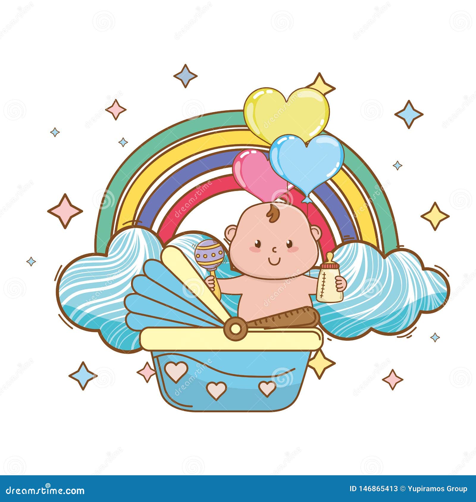Baby shower cartoon card stock vector. Illustration of baby - 146865413