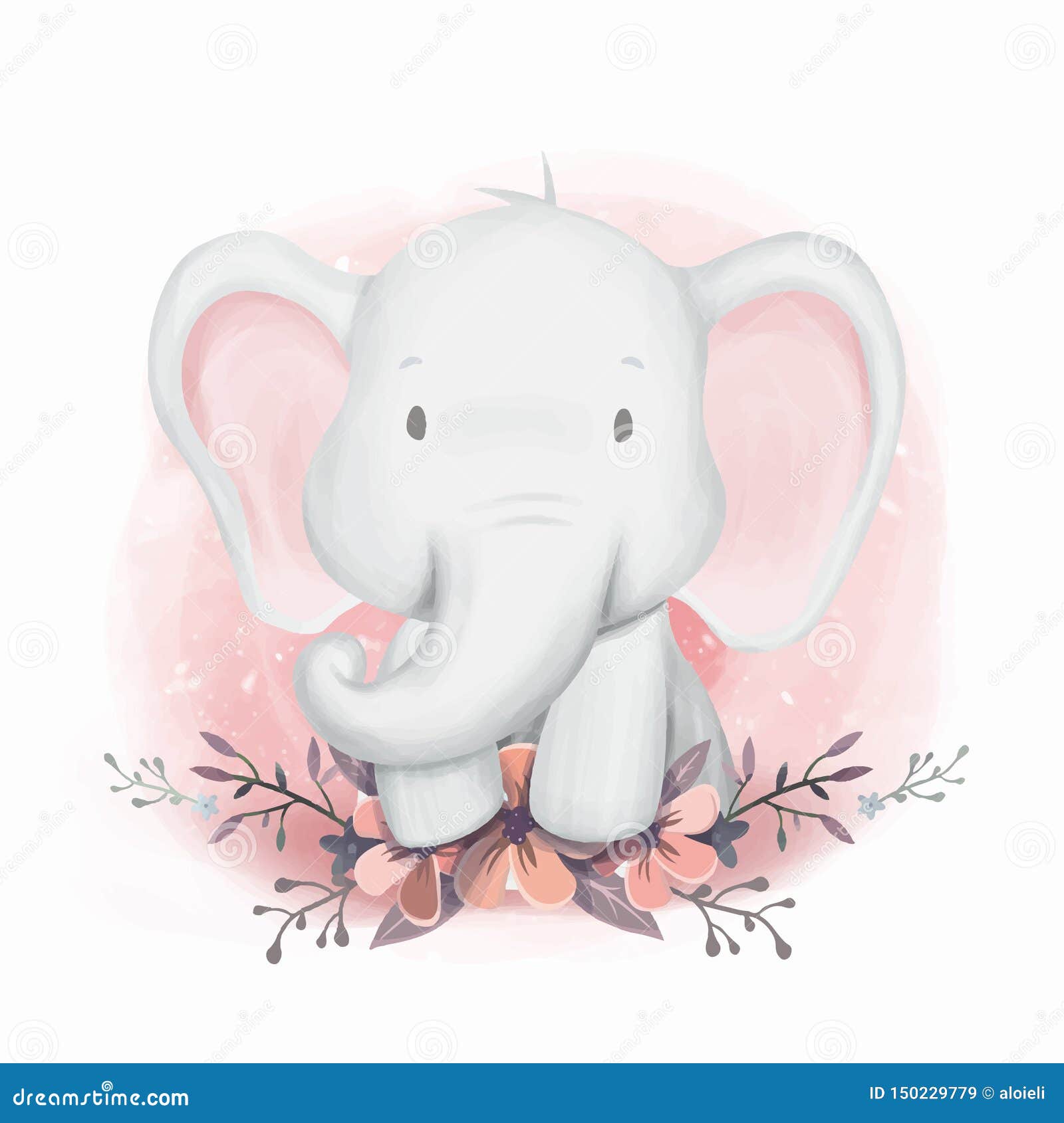 Baby Shower Elephant Gender Neutral Stock Illustration Illustration Of Animals Baby 150229779