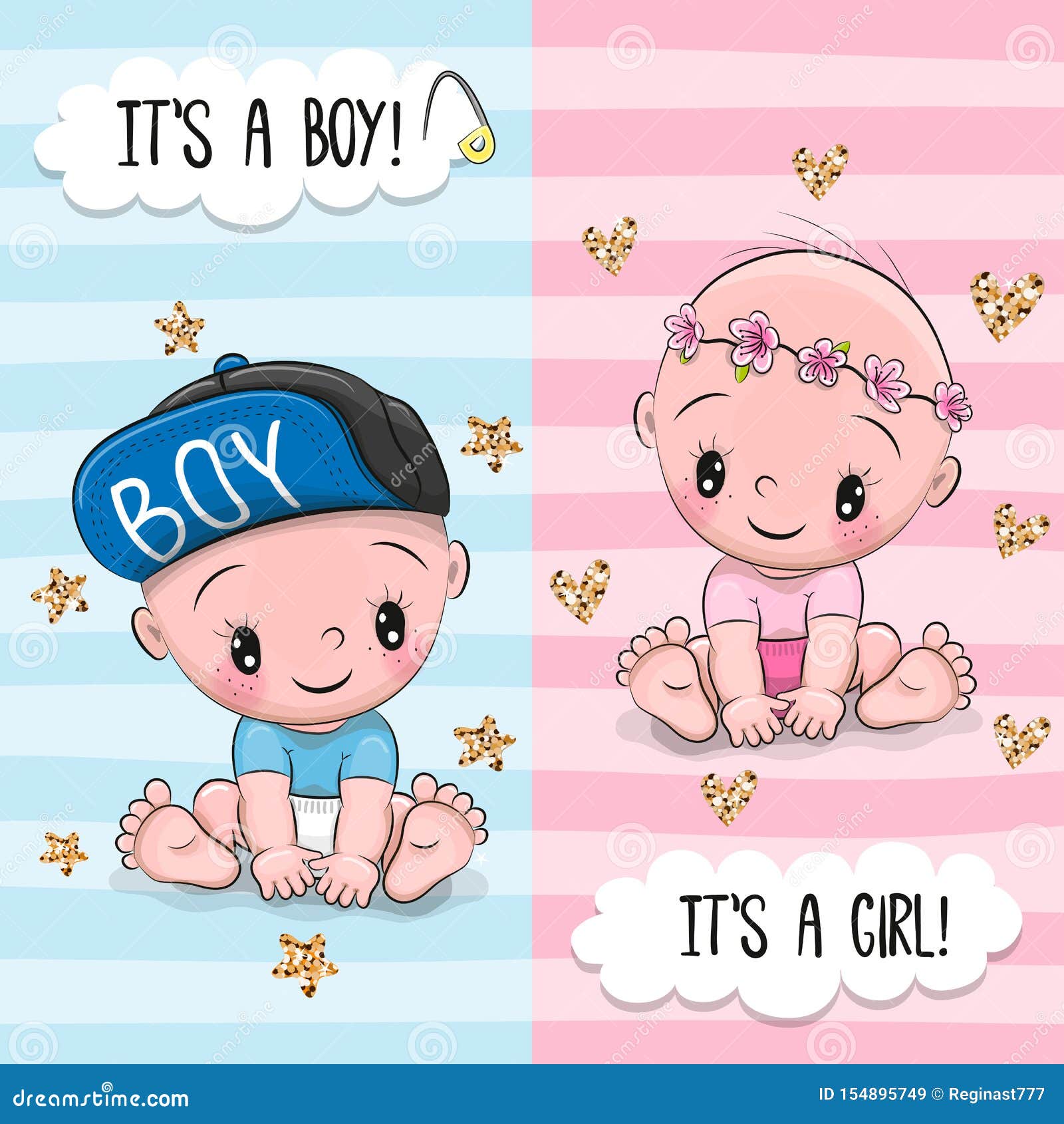 cartoon little boy and girl