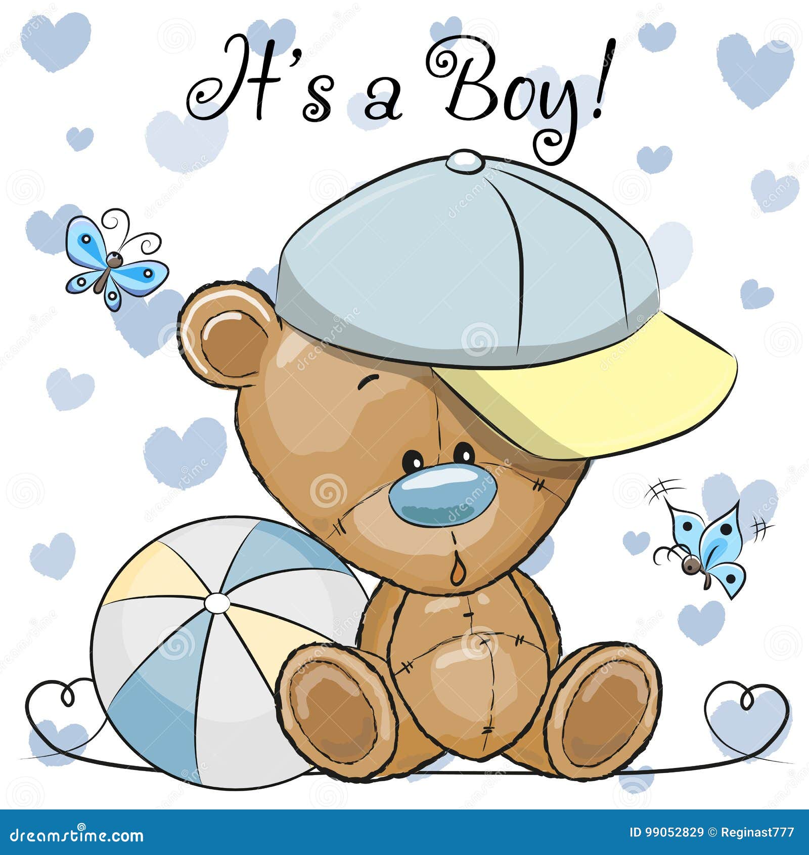 baby shower greeting card with cute teddy bear boy