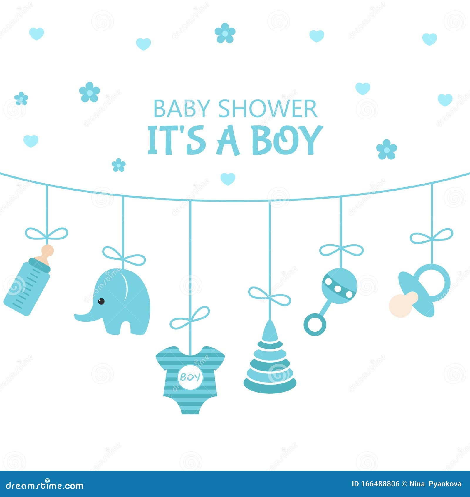 Baby Shower Invitation Card Stock Vector Illustration Of Event Child 166488806