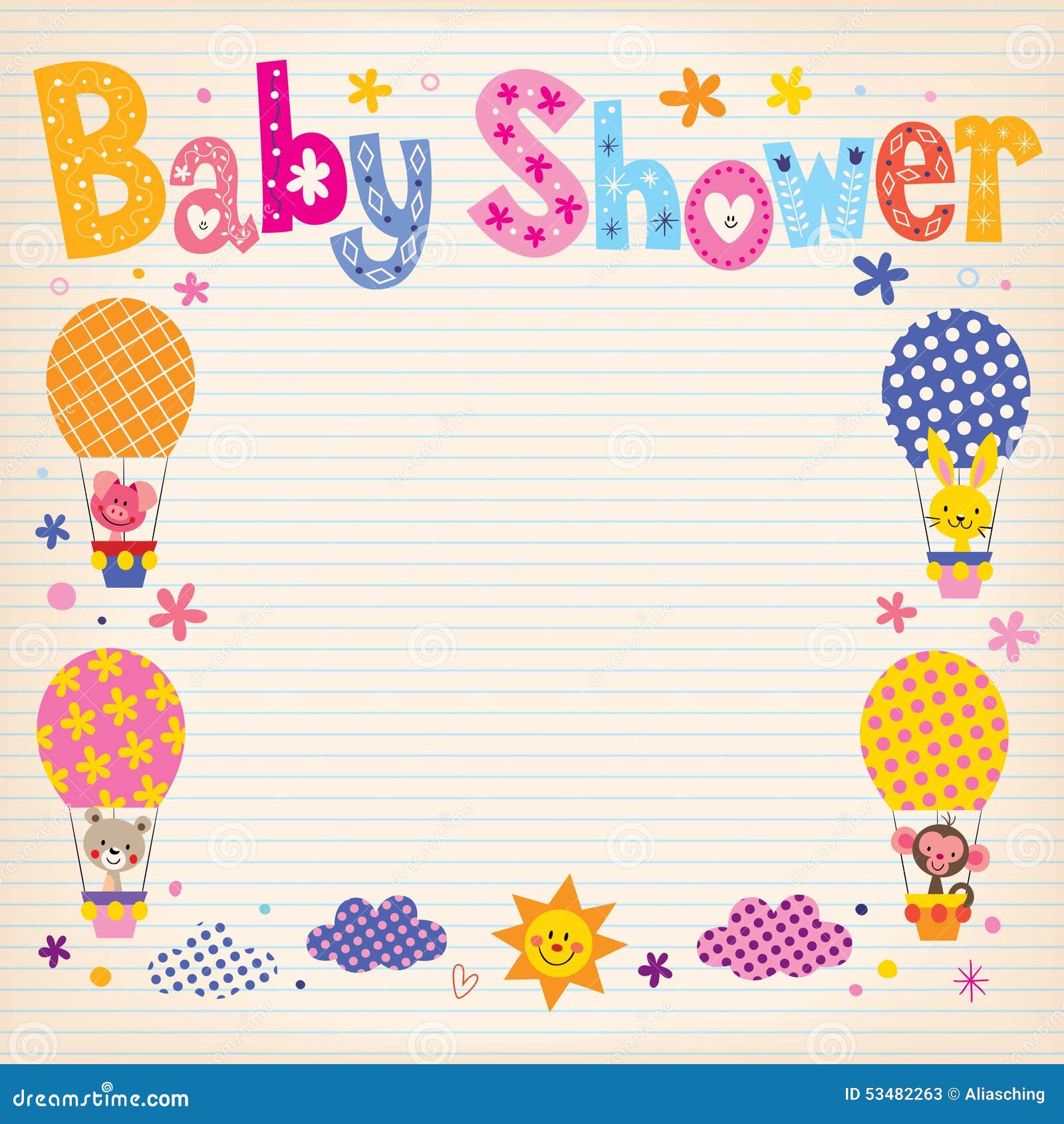 Baby Shower Invitation Card Stock Vector Illustration Of Balloons
