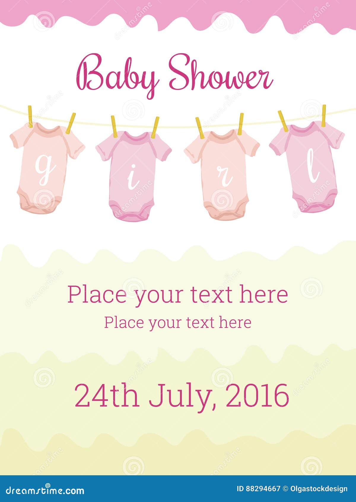 Baby Shower Invitation Card Template for Baby Girl Stock Vector Within Baby Shower Flyer Templates Free