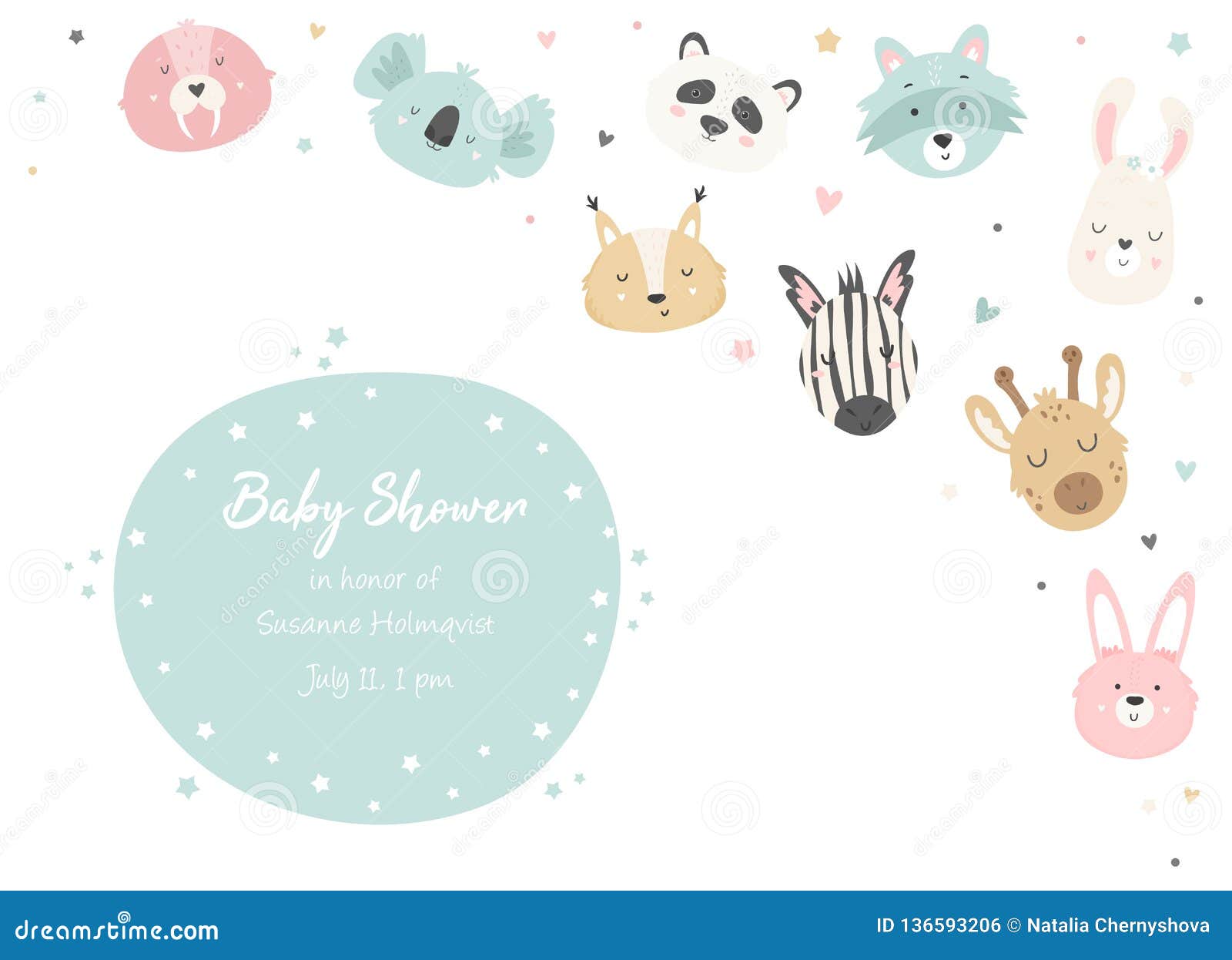 Baby Shower Invitation With Cute Animals Stock Vector Baby Shower Invitation With Cute Animals Stock Vector