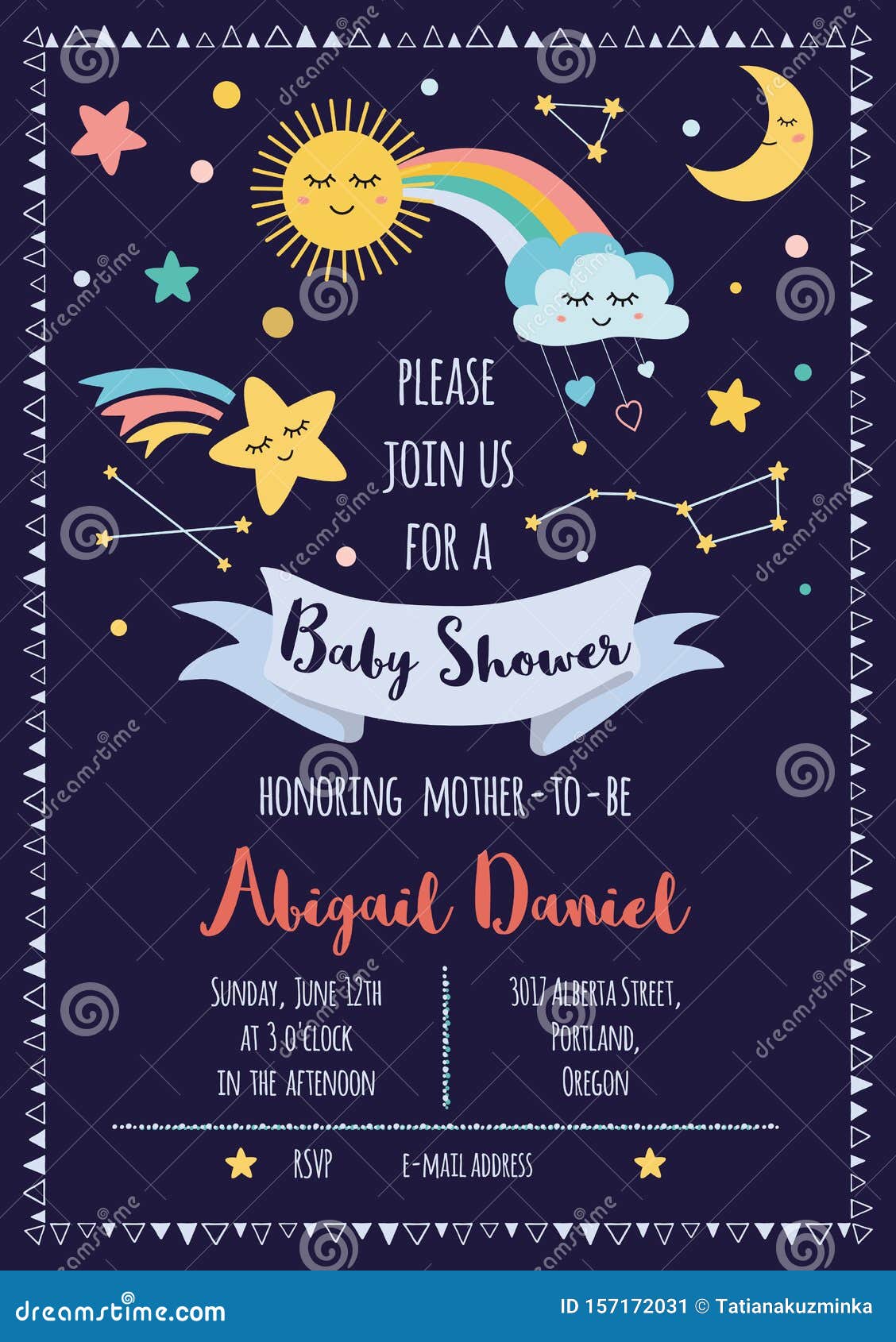 Baby Shower Invitation Template for Baby Girls Boys Cute Sky Stars Cloud Moon Sun Rainbow Vector Stock Vector - Illustration of printable, design: 157172031 Baby Shower Invitation Template for Baby Girls Boys Cute Sky Stars Cloud Moon Sun Rainbow Vector Stock Vector - Illustration of printable, design: 157172031