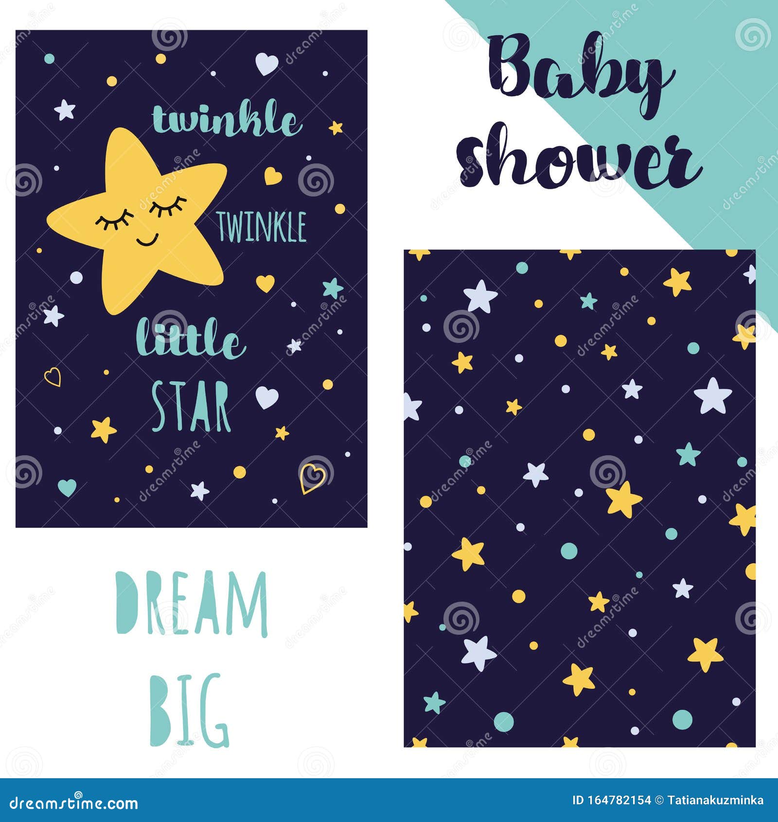 Baby Shower Invitation Template Set Background with Stars Twinkle Pharse  Stock Illustration - Illustration of invite, background: 164782154