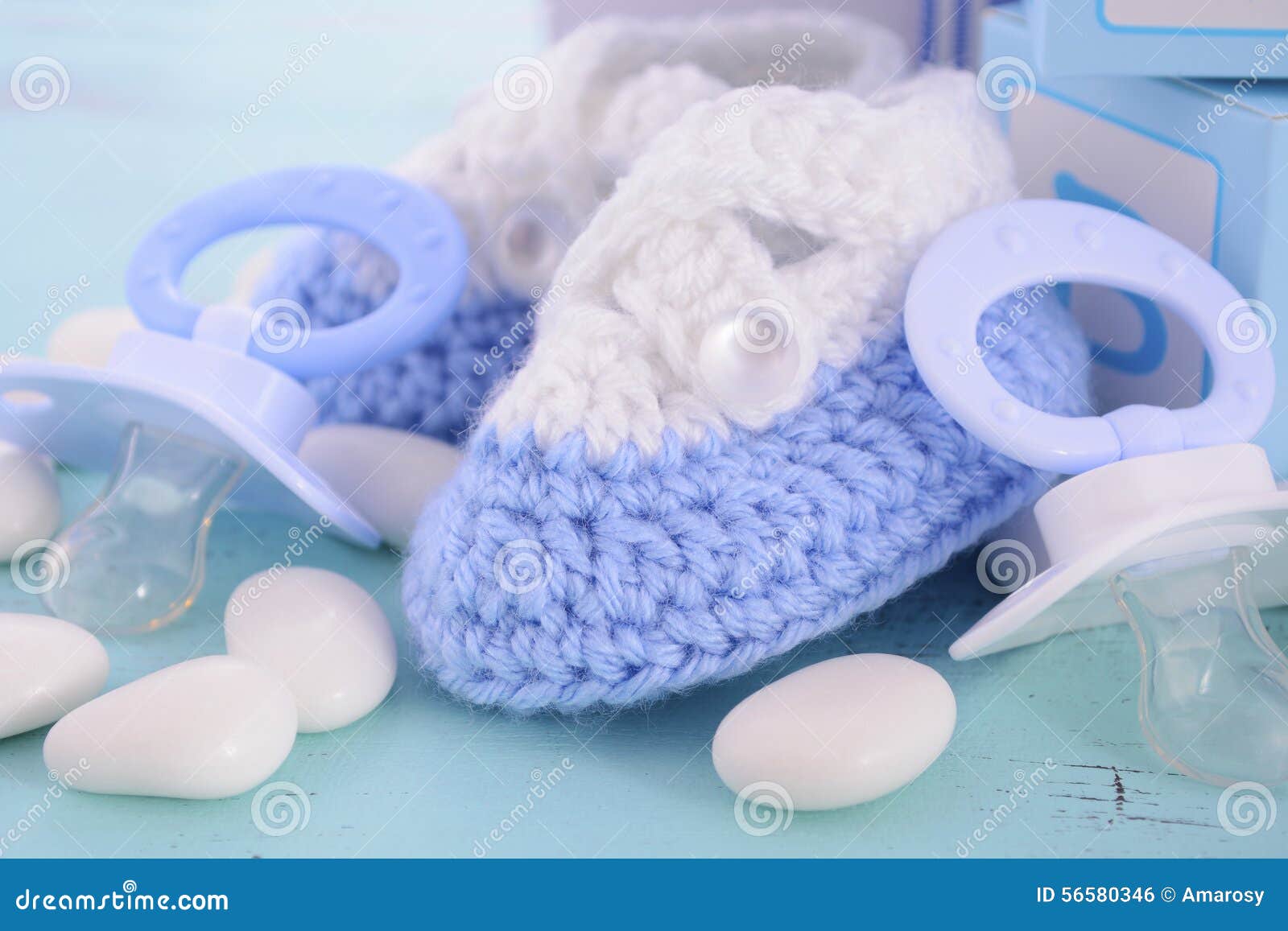 Baby Shower Its A Boy Blue Gift Stock Photo - Image: 56580346