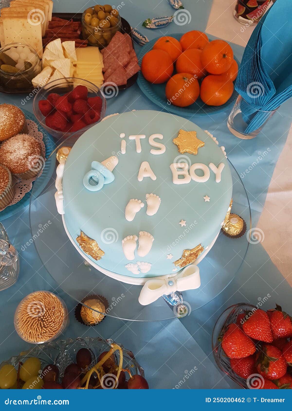 Baby Shower,party Time, Cake, Its a Boy, Blue Cake, Baby Boy, Stock