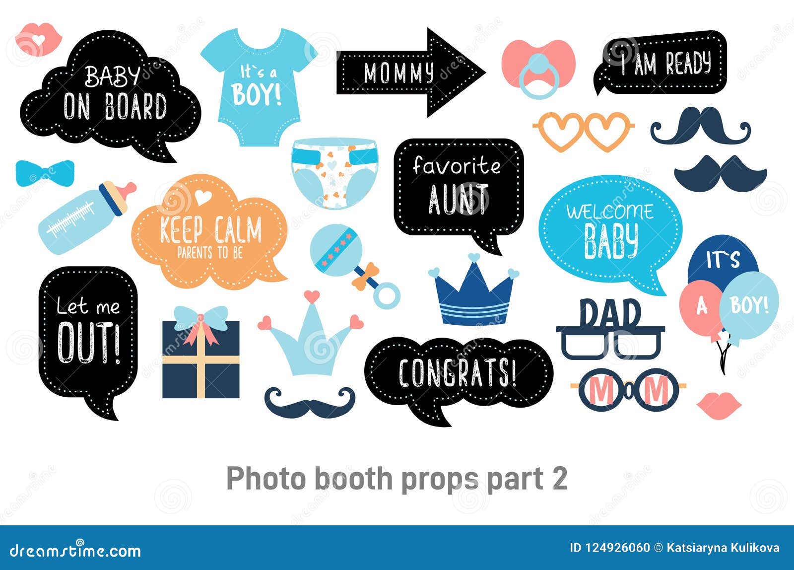 25pc It's A Boy Baby Shower Photo Booth Props Birthday New Born Party Decor 