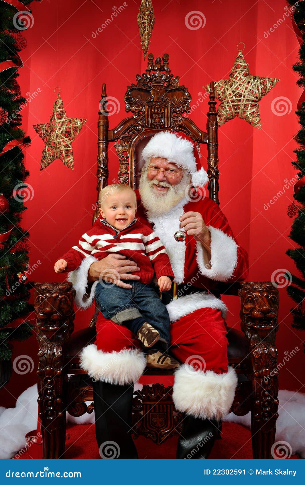 Baby Sitting On Santa's Lap Stock Image - Image: 22302591