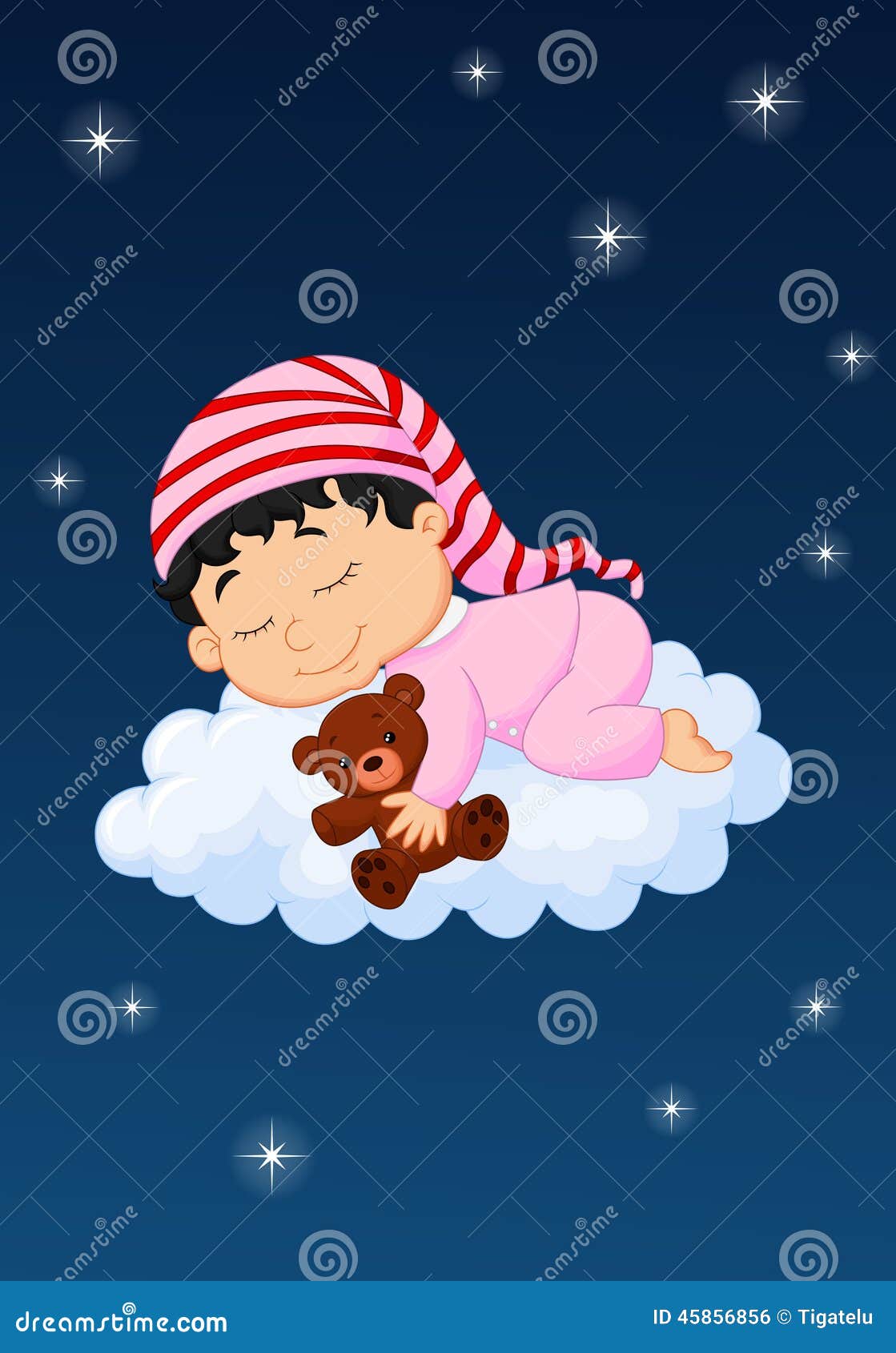 Baby sleeping on the cloud stock vector. Illustration of birth 45856856