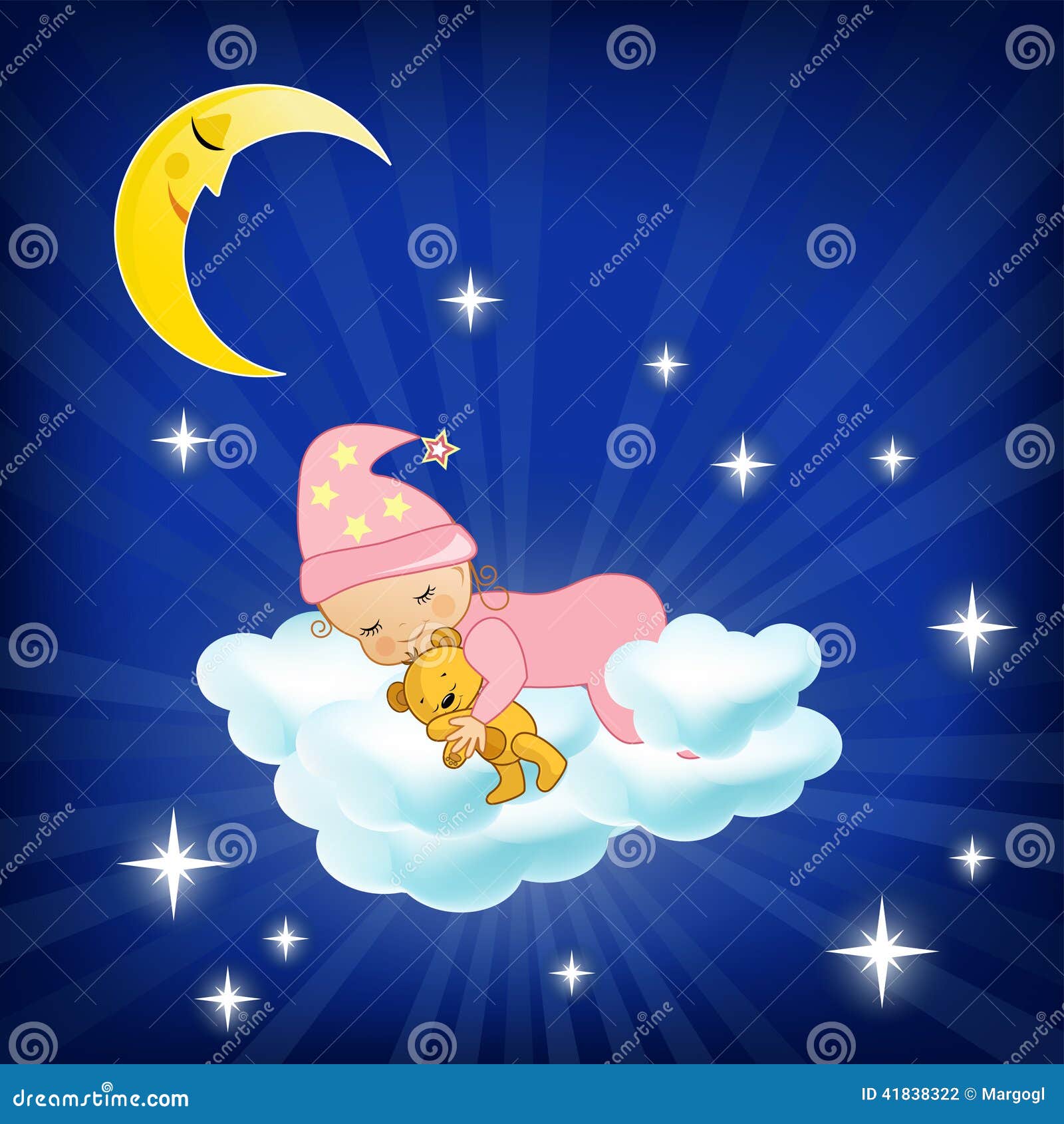 Baby Sleeping On The Cloud. Stock Vector Image 41838322