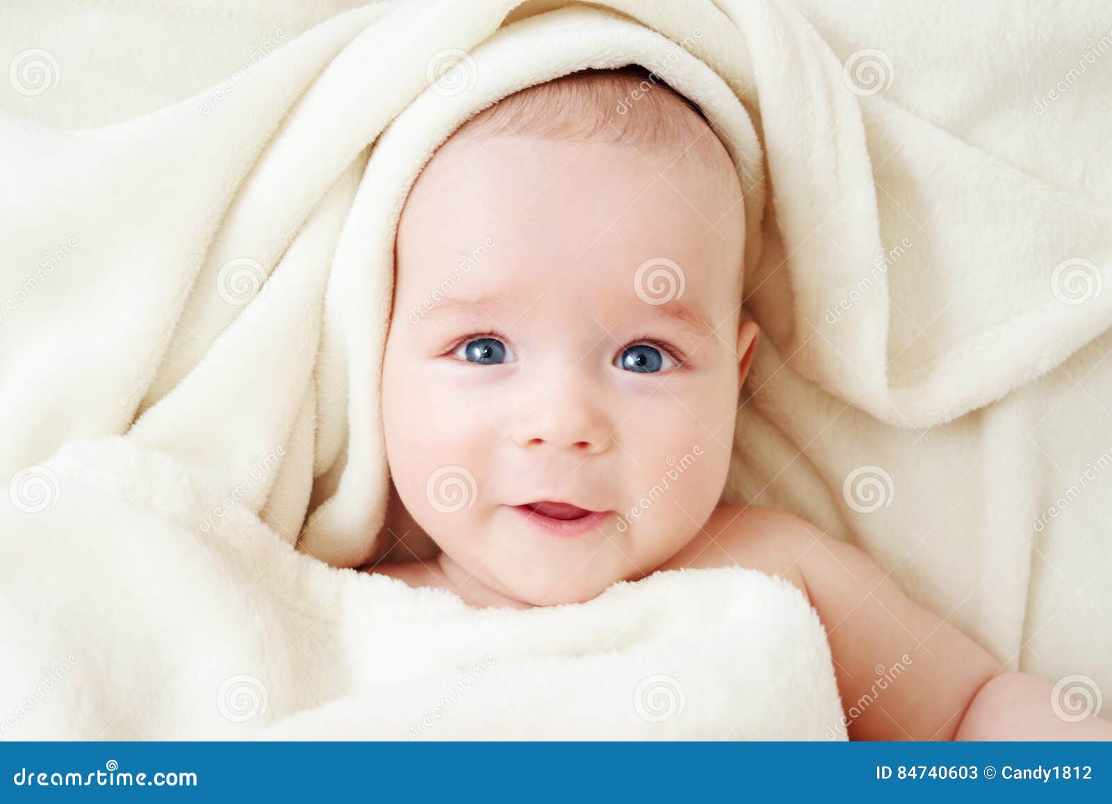 Baby Sleeping Covered with Soft Blanket Stock Image Image of eyes