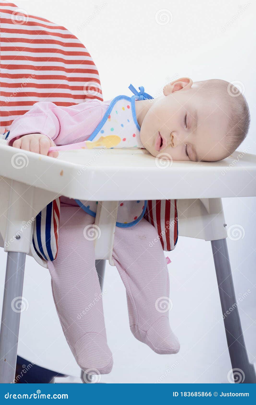 Baby Sleeping while Eating in a Chair Stock Photo Image of newborn