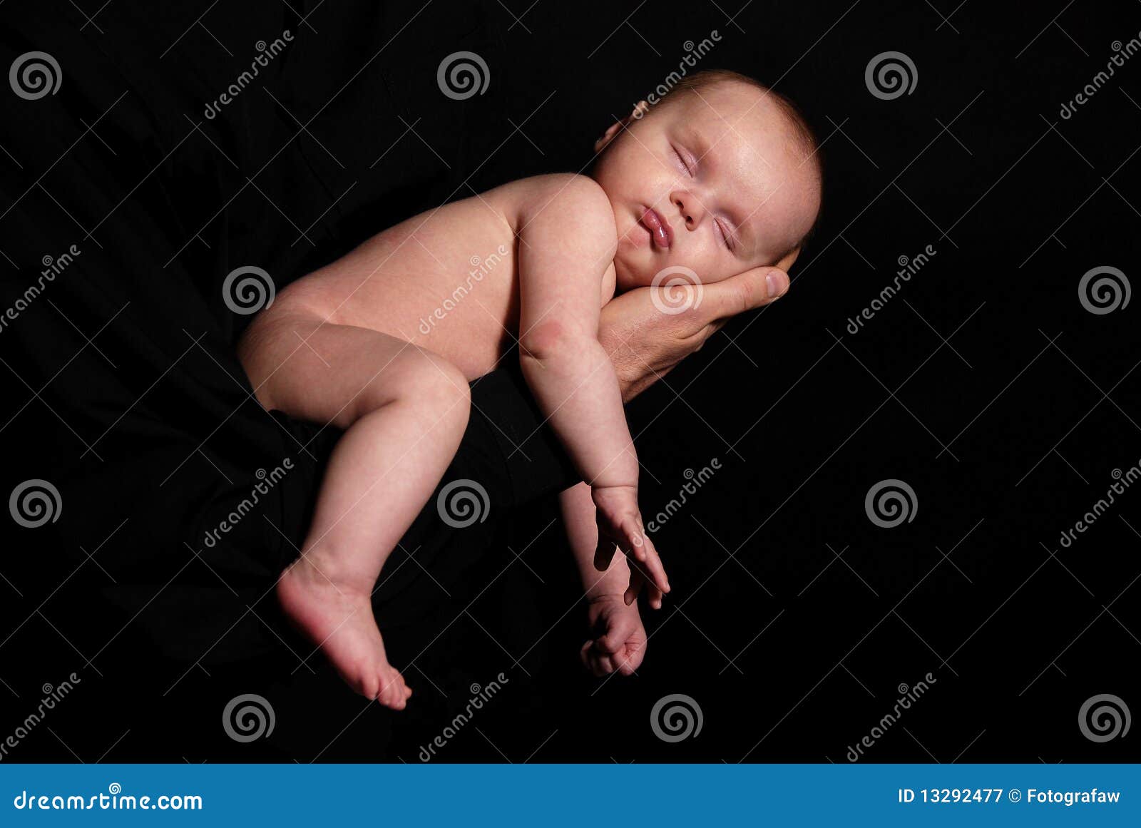 Baby Sleeping on the Hand of the Father Stock Image Image of newborn