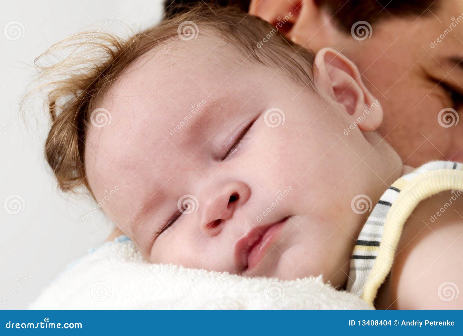 Baby Sleeping on Her Father Arms Stock Photo Image of dream, delicate