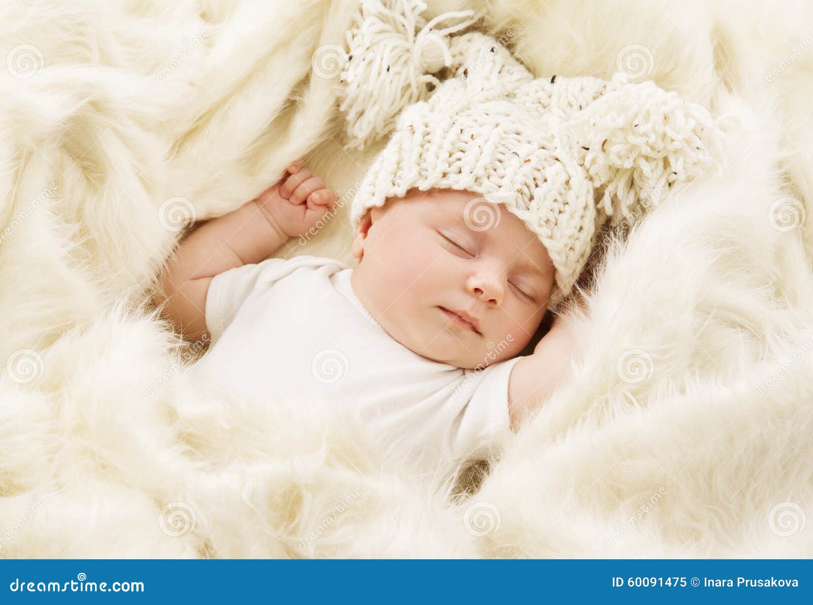 baby sleeping, newborn kid sleep in hat, new born girl