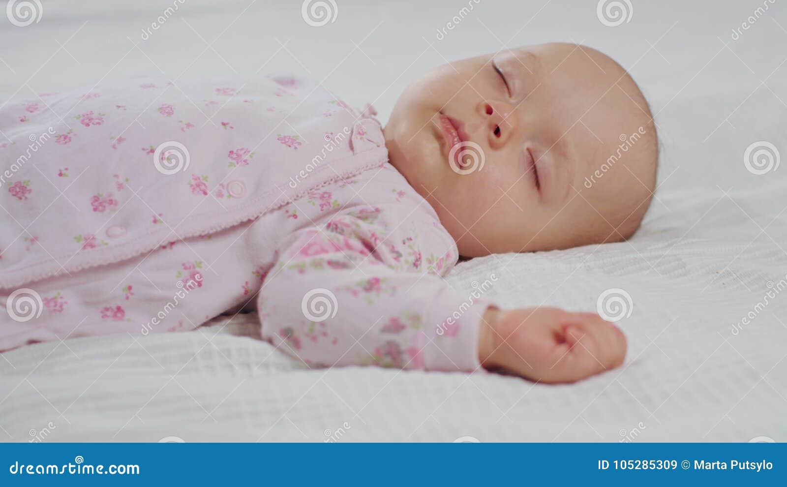 Baby Sleeping Sound on the Bed Stock Image Image of precious