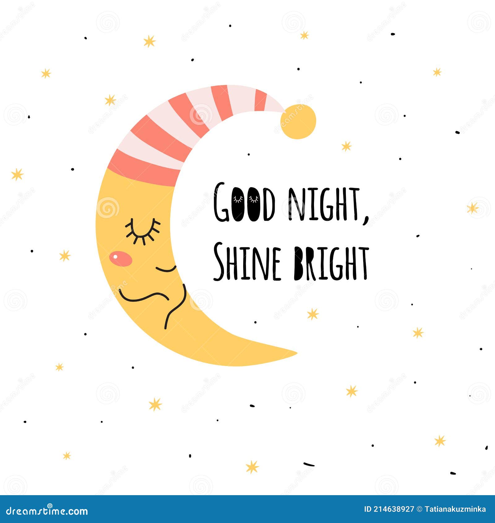 Baby Sleepy Moon. Cute Sleeping Moon. Kids Sweet Dreams Print Stock ...