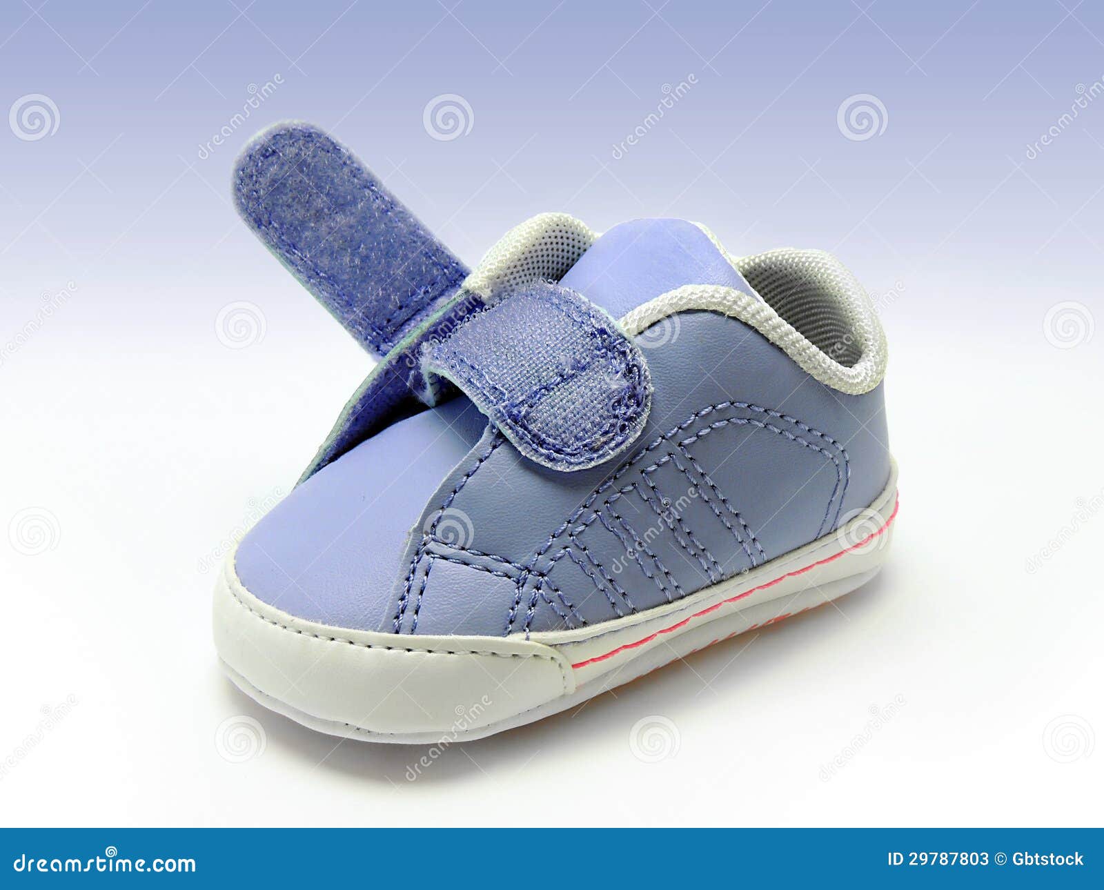 Blue Baby Shoe with Open Velcro Strap, Isolated, Clipping Path Included ...