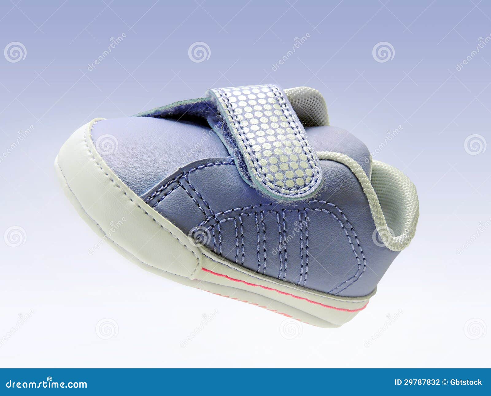 Blue Baby Shoe with Velcro Strap, Isolated, Clipping Path Included, in