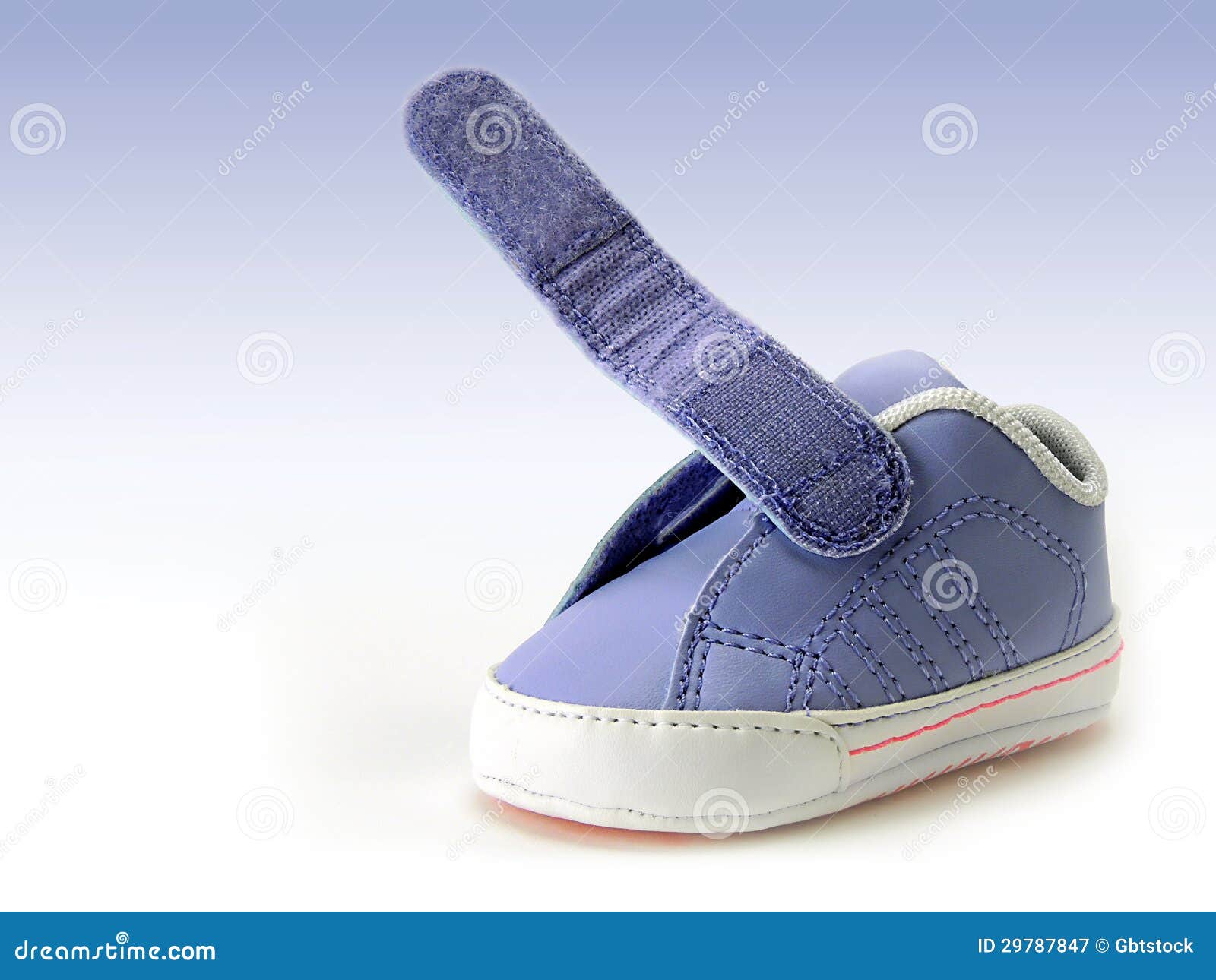 Blue Baby Shoe with Open Velcro Strap, Isolated, Clipping Path Included ...