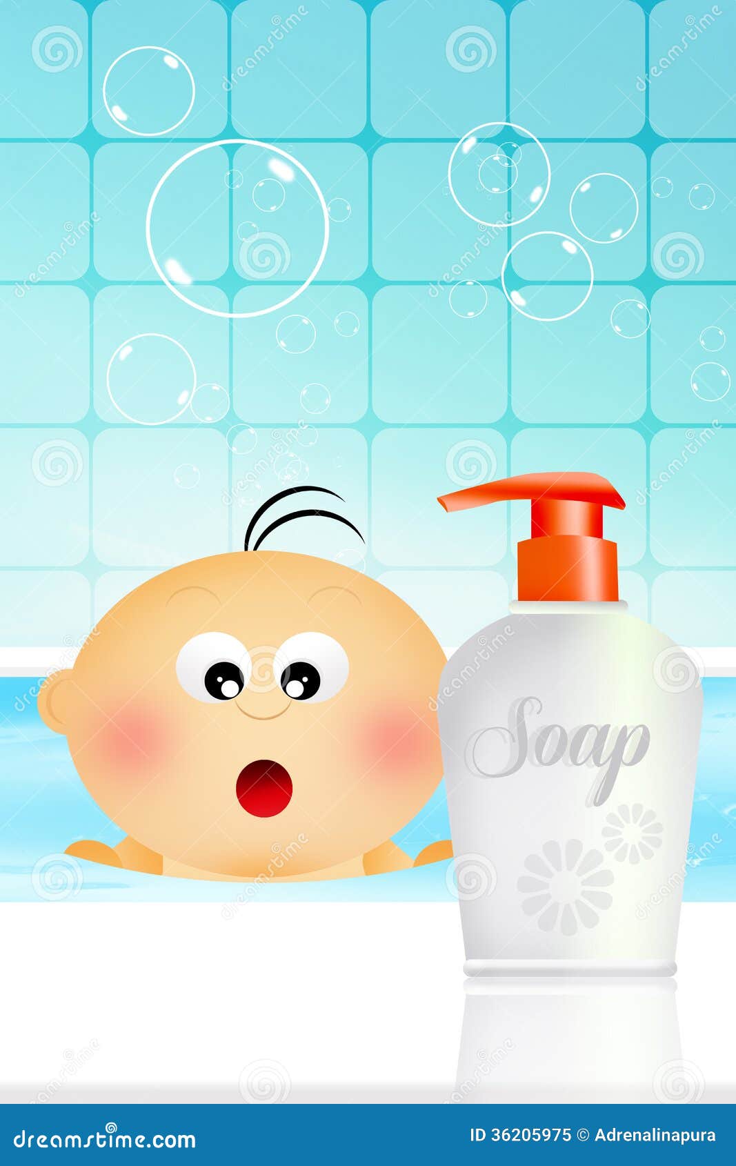 Baby with soap stock illustration. Illustration of bathroom 36205975