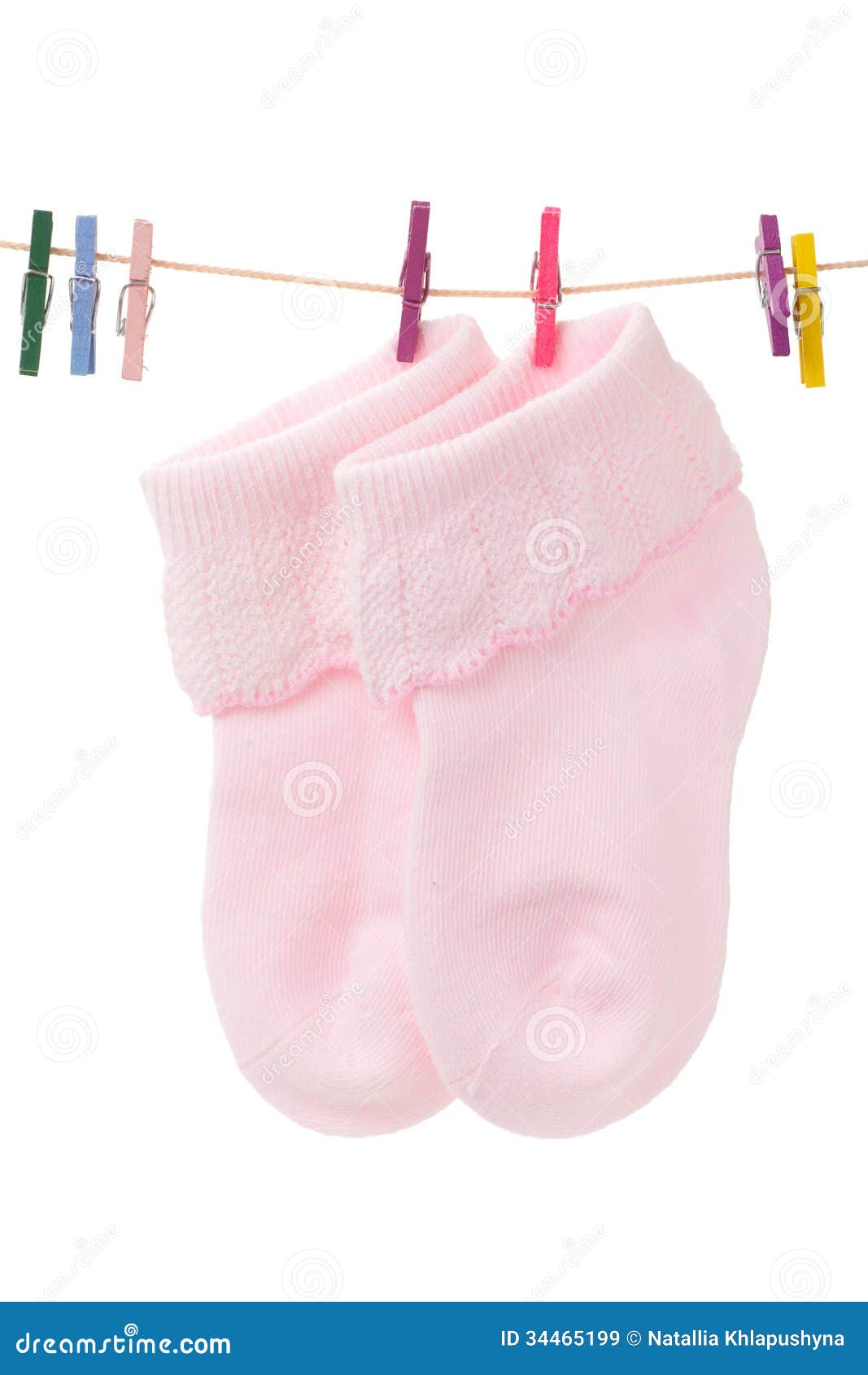 Baby Socks with Clothespins Stock Image Image of pair, knit 34465199