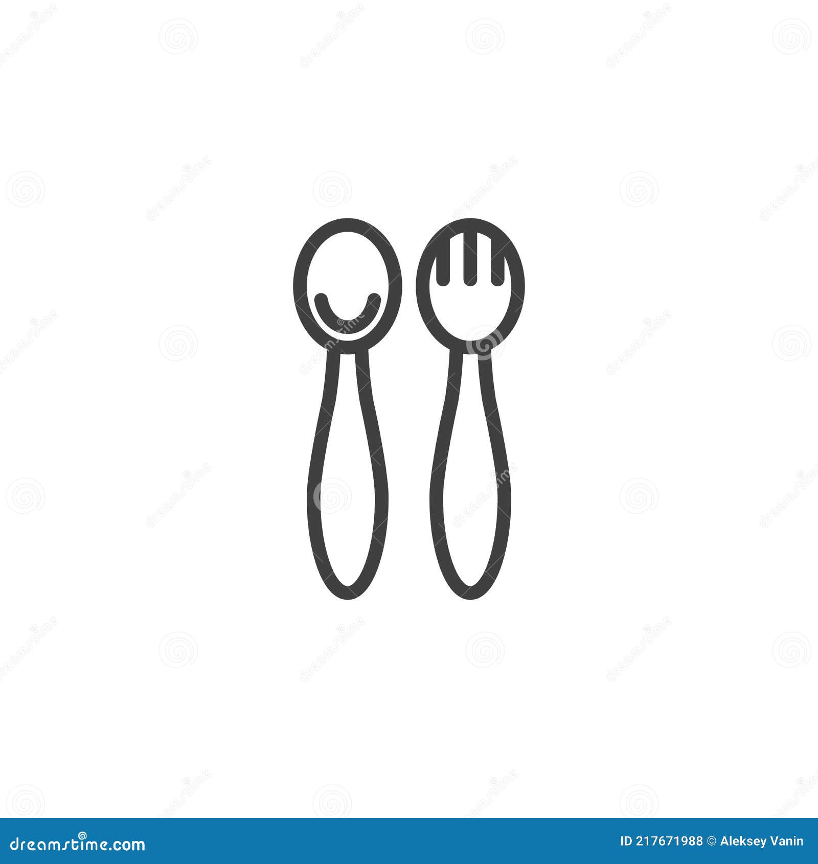 Baby spoon and fork thin line icon outline symbol Vector Image