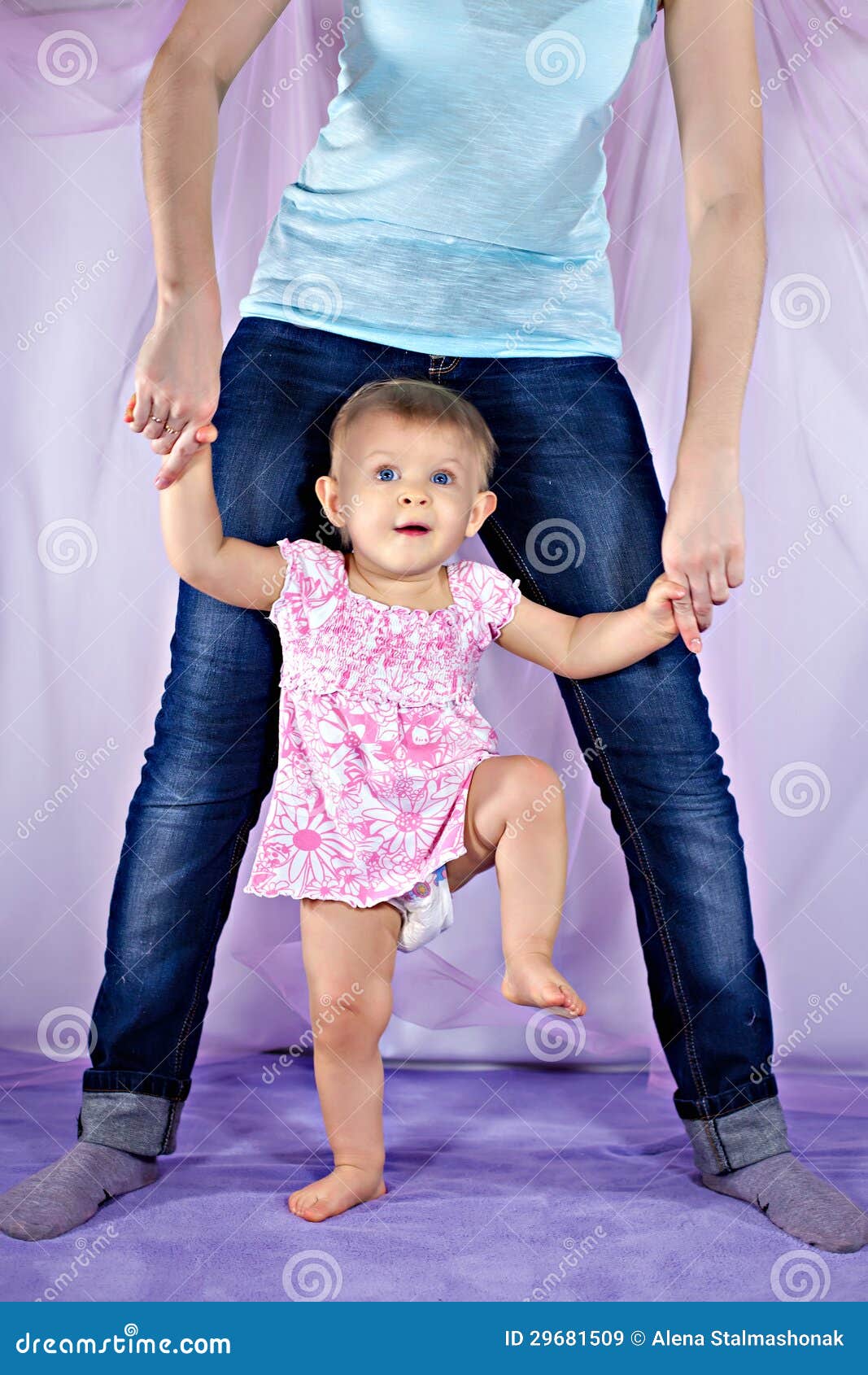 Baby Standing Between Mother's Legs Stock Image Image of daughter