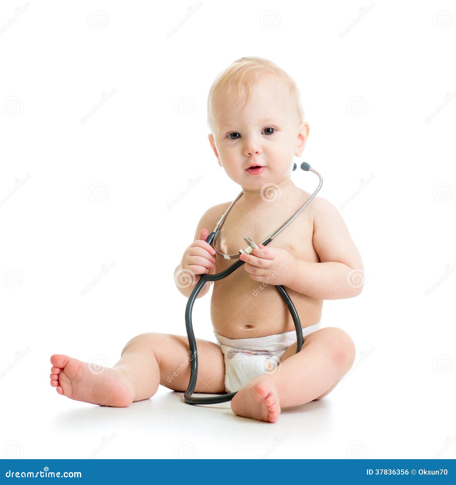 Baby with Stethoscope in Hands Stock Photo Image of carrying, doctor
