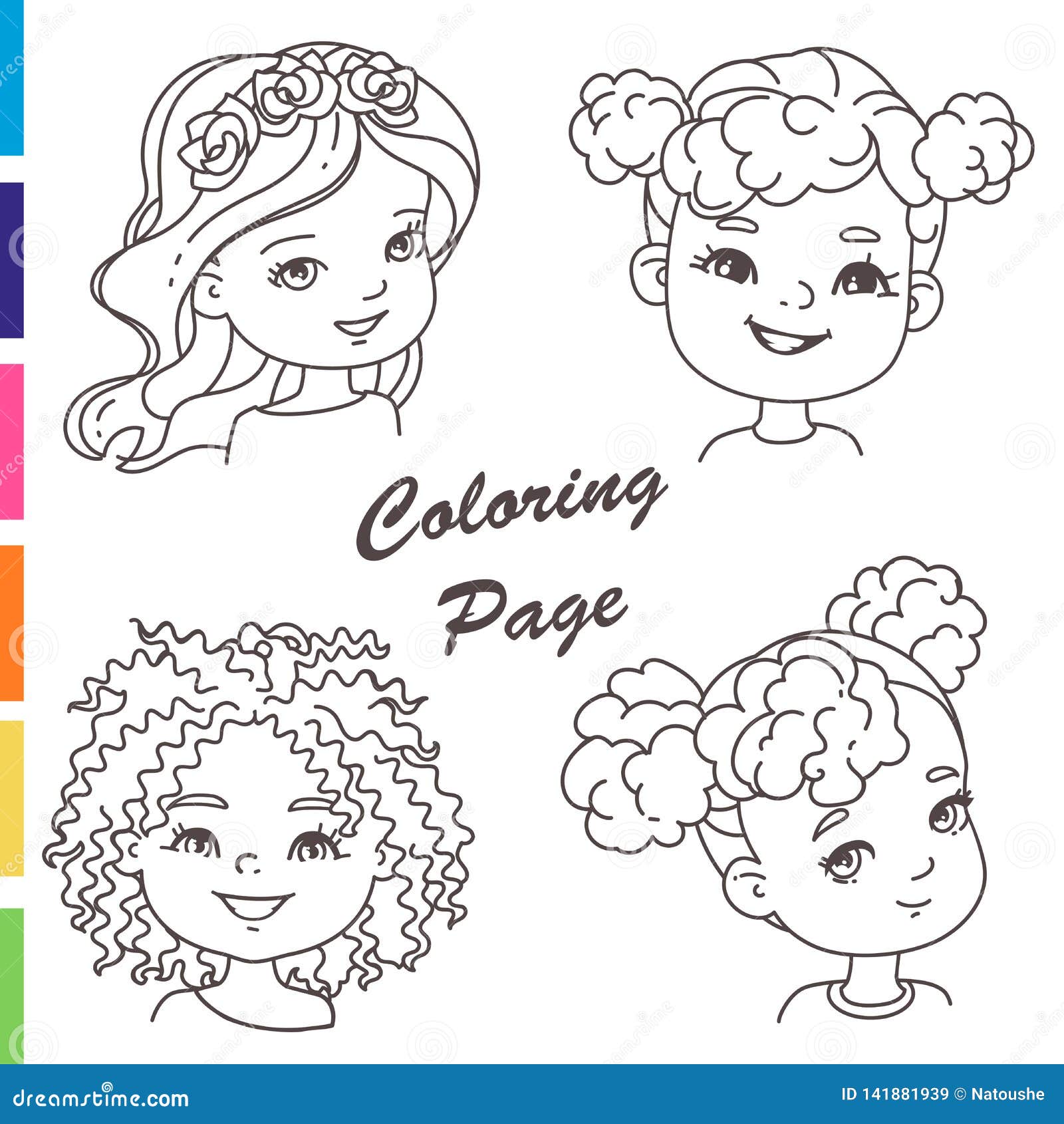 A Beautiful Black African Girl With Braids Puffs Hairstyle With Some  Flowers Coloring Page Outline Illustration  Coloring Home